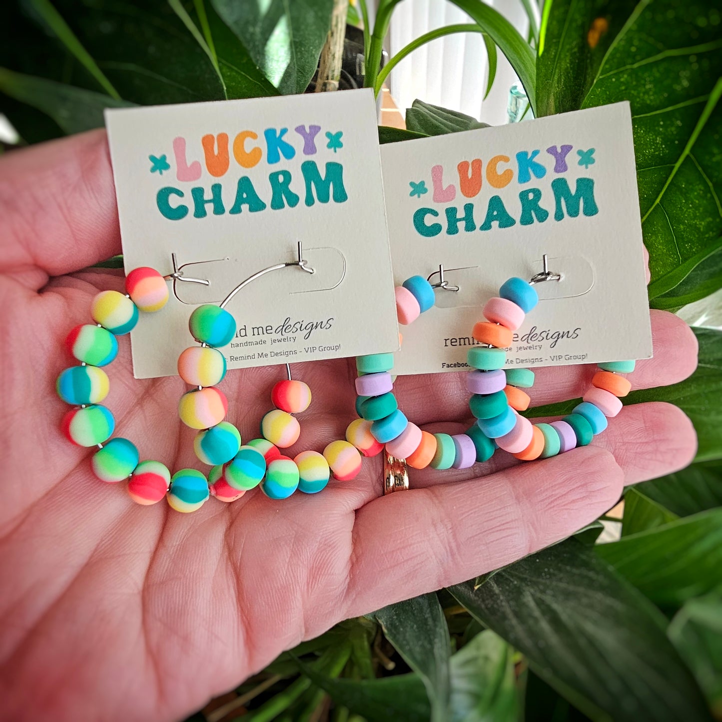 Colorful Swirl Clay Beaded Hoop Earrings