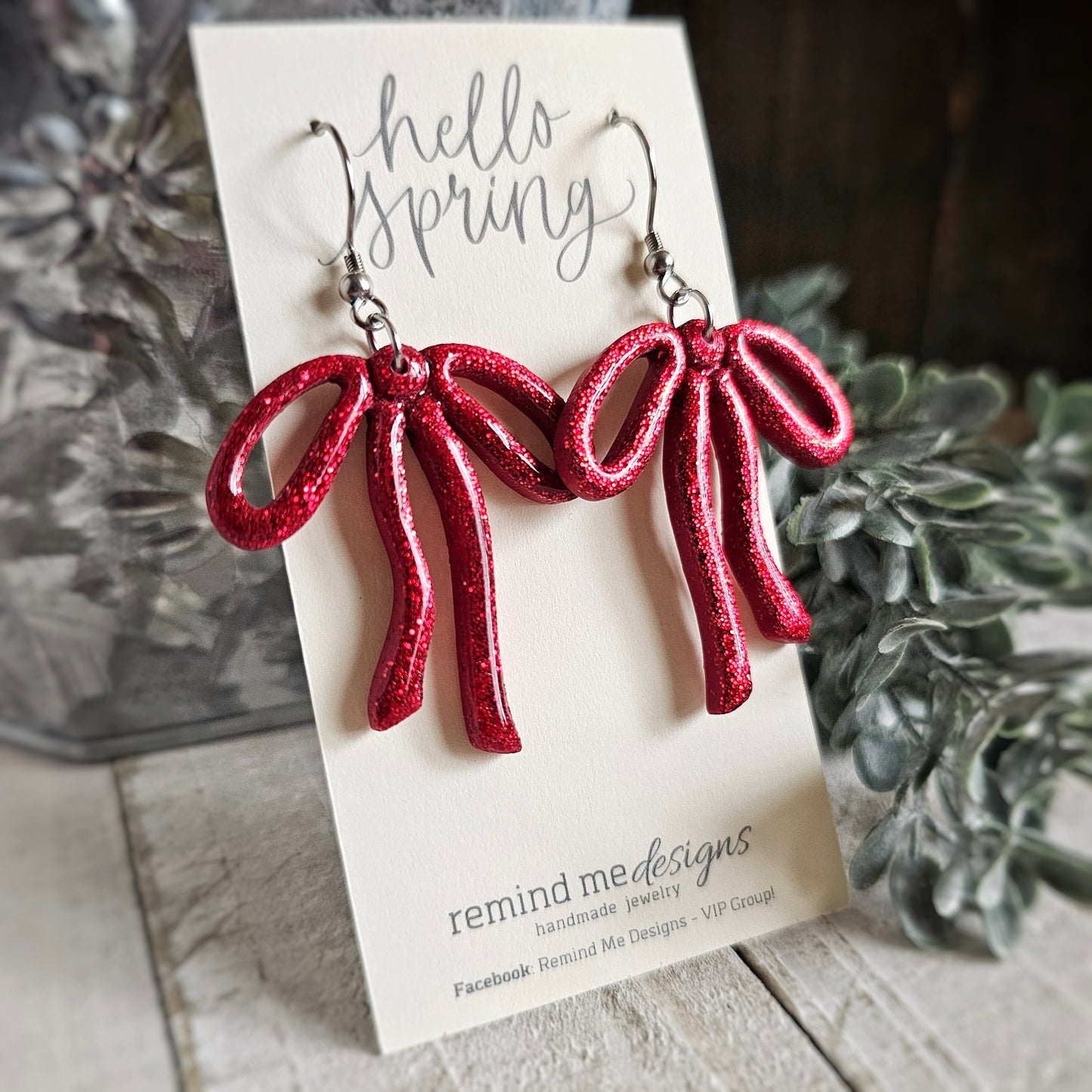 Red Polymer Clay Dangle Earrings