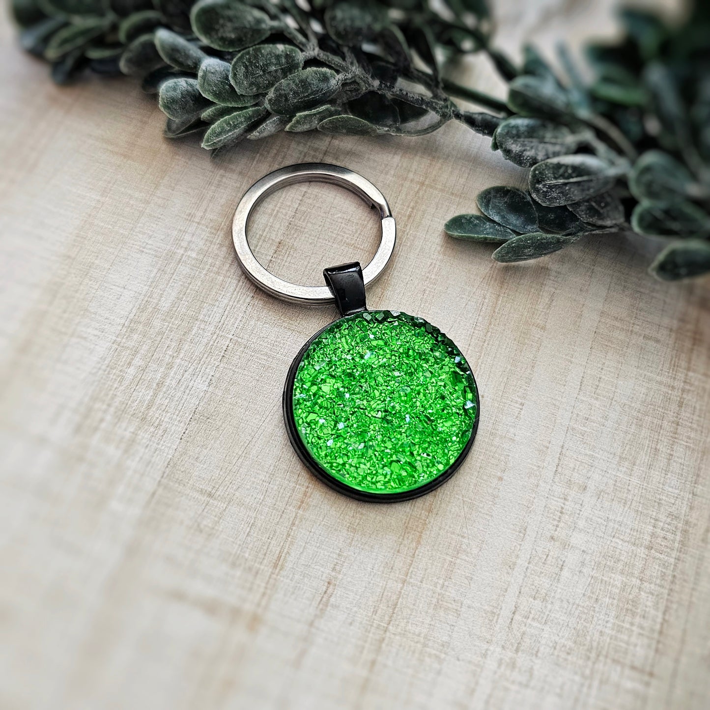 Green Druzy Keychain