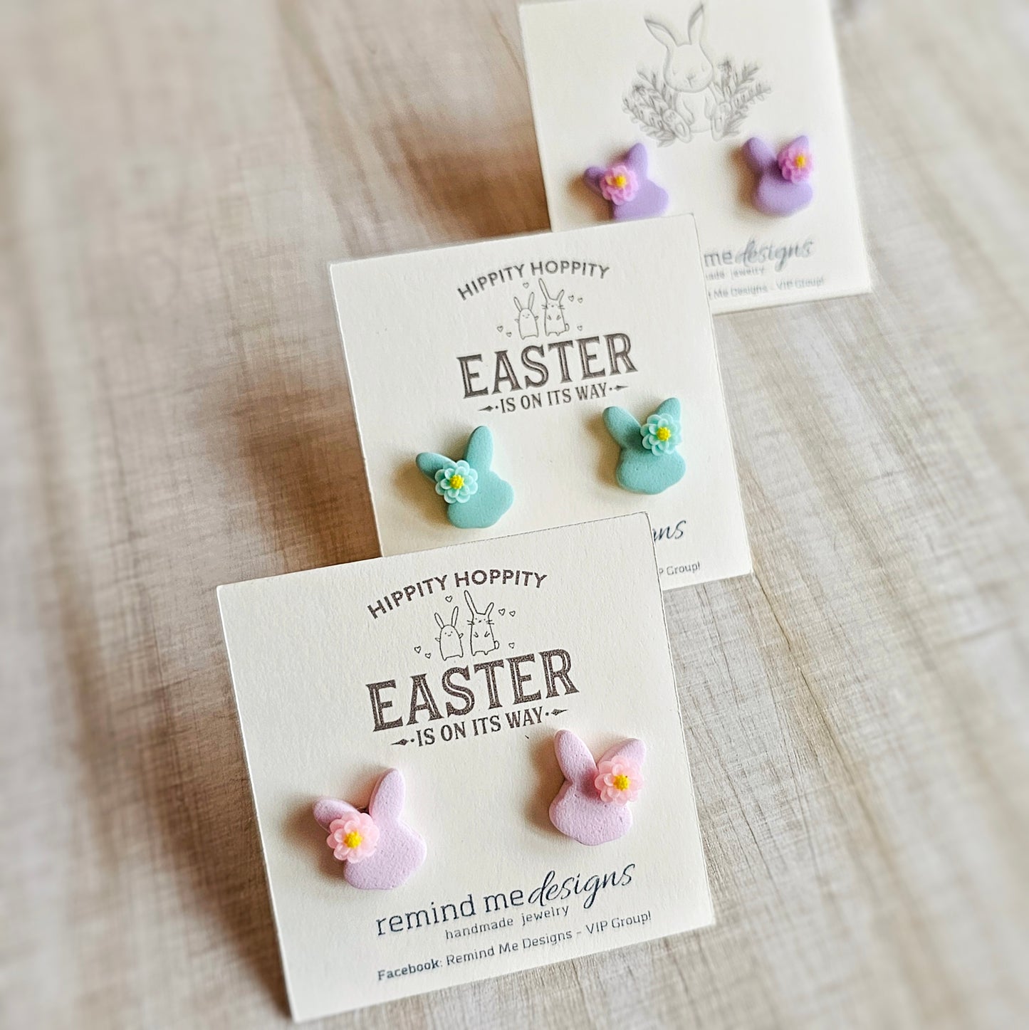 Pink Bunny Polymer Clay Stud Earrings
