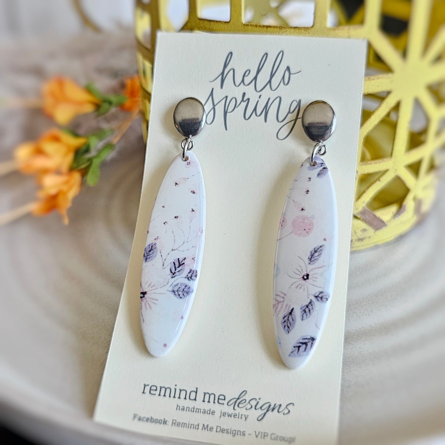 Floral Polymer Clay Dangle Earrings