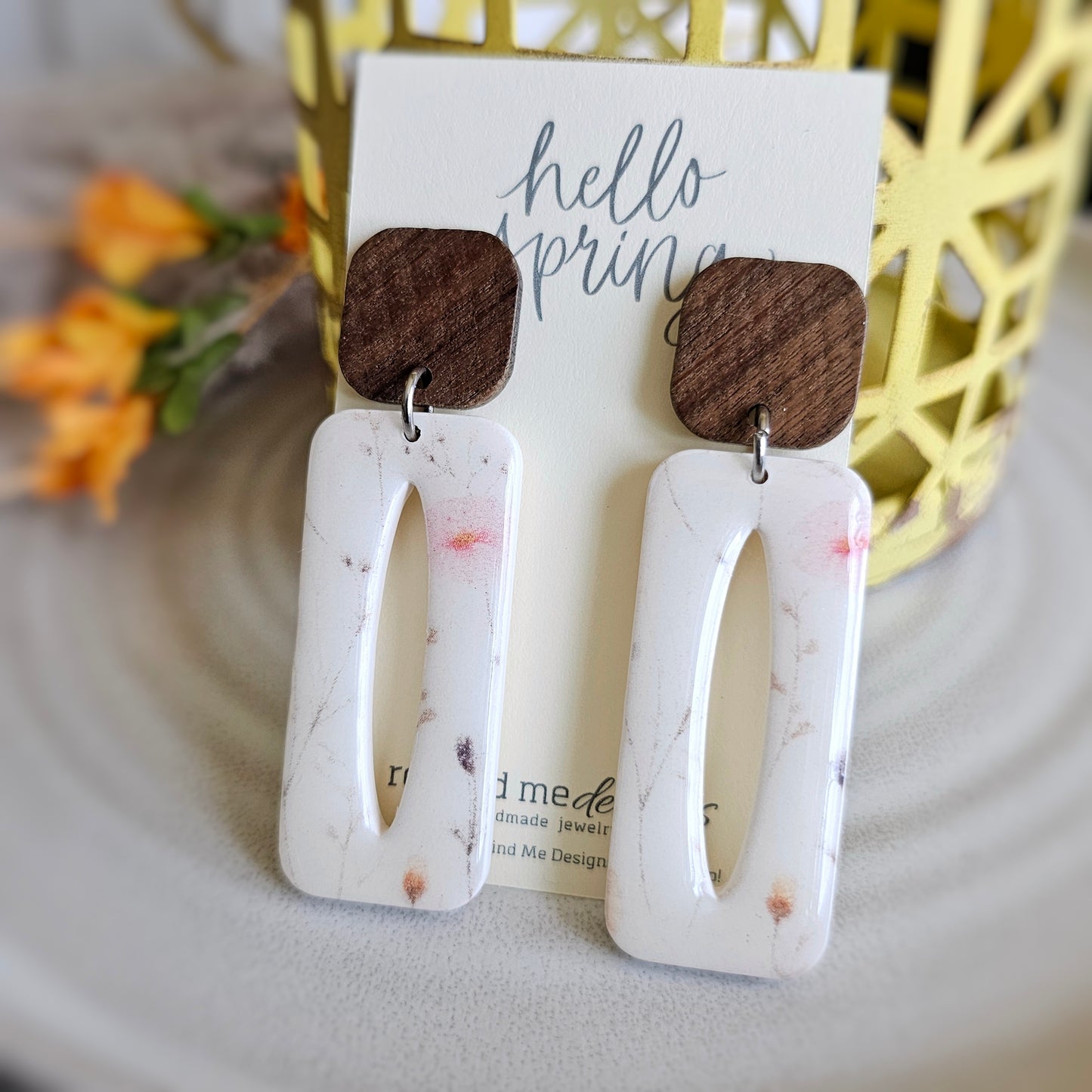 Floral Polymer Clay Dangle Earrings