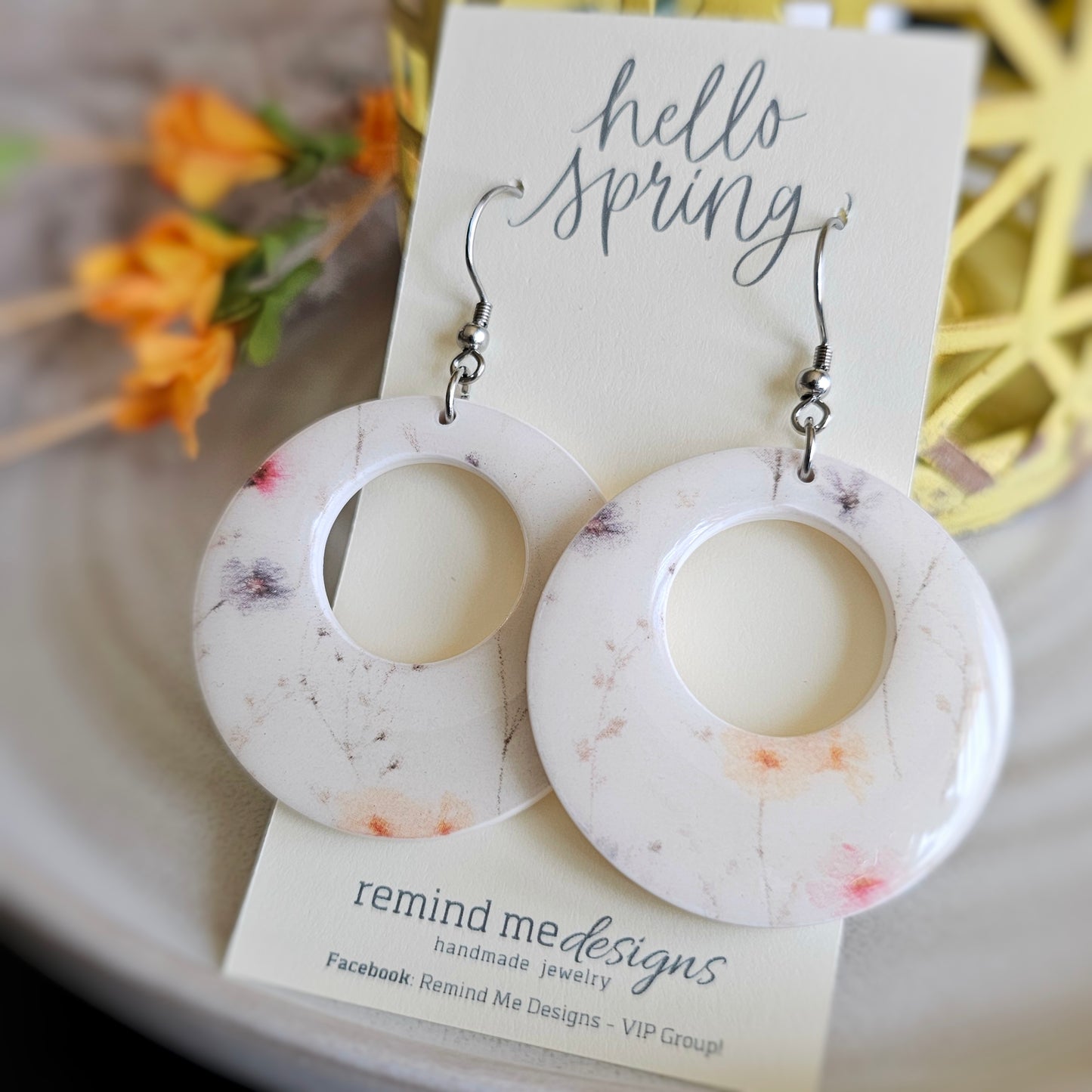 Floral Polymer Clay Dangle Earrings