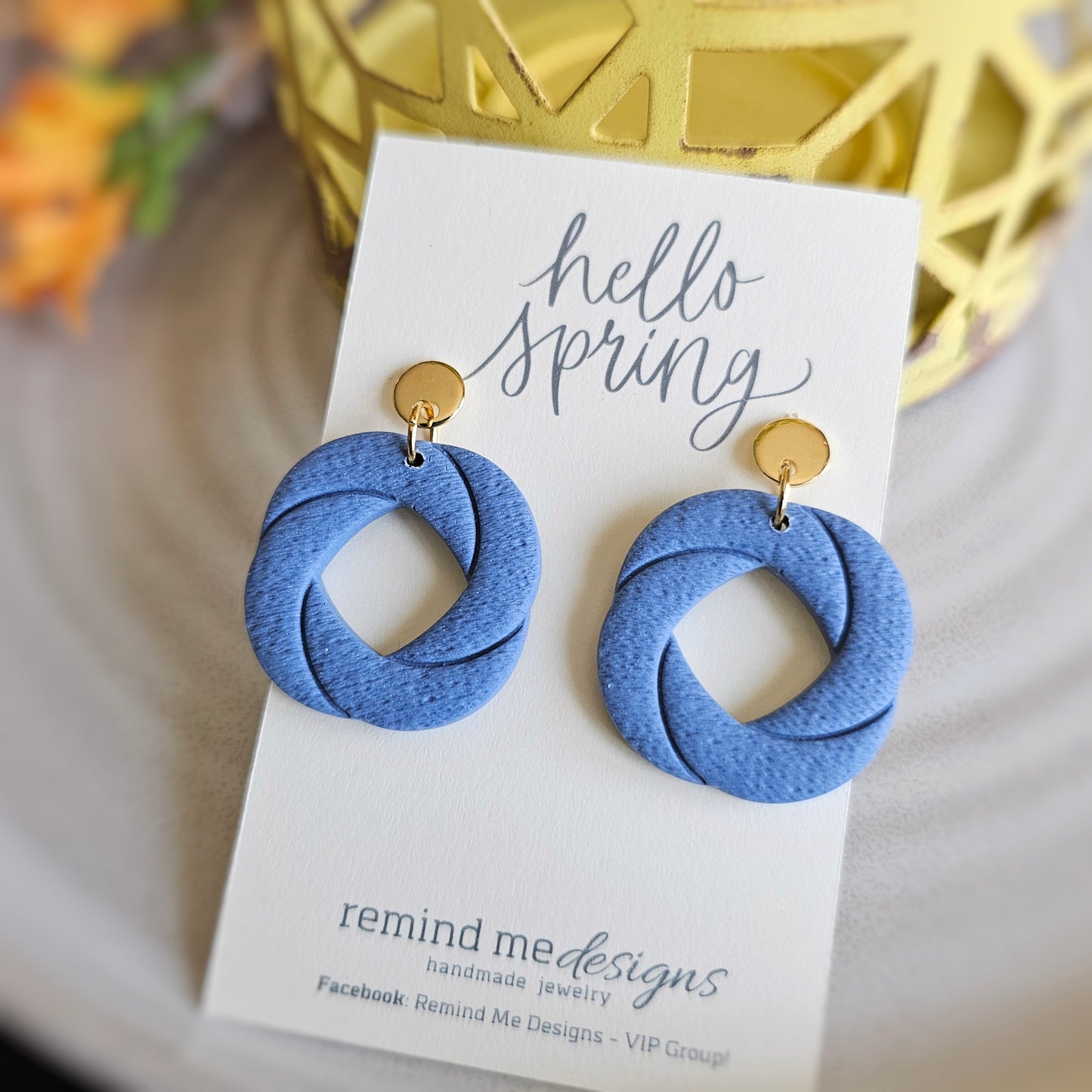Dusty Blue Clay Dangle Earrings