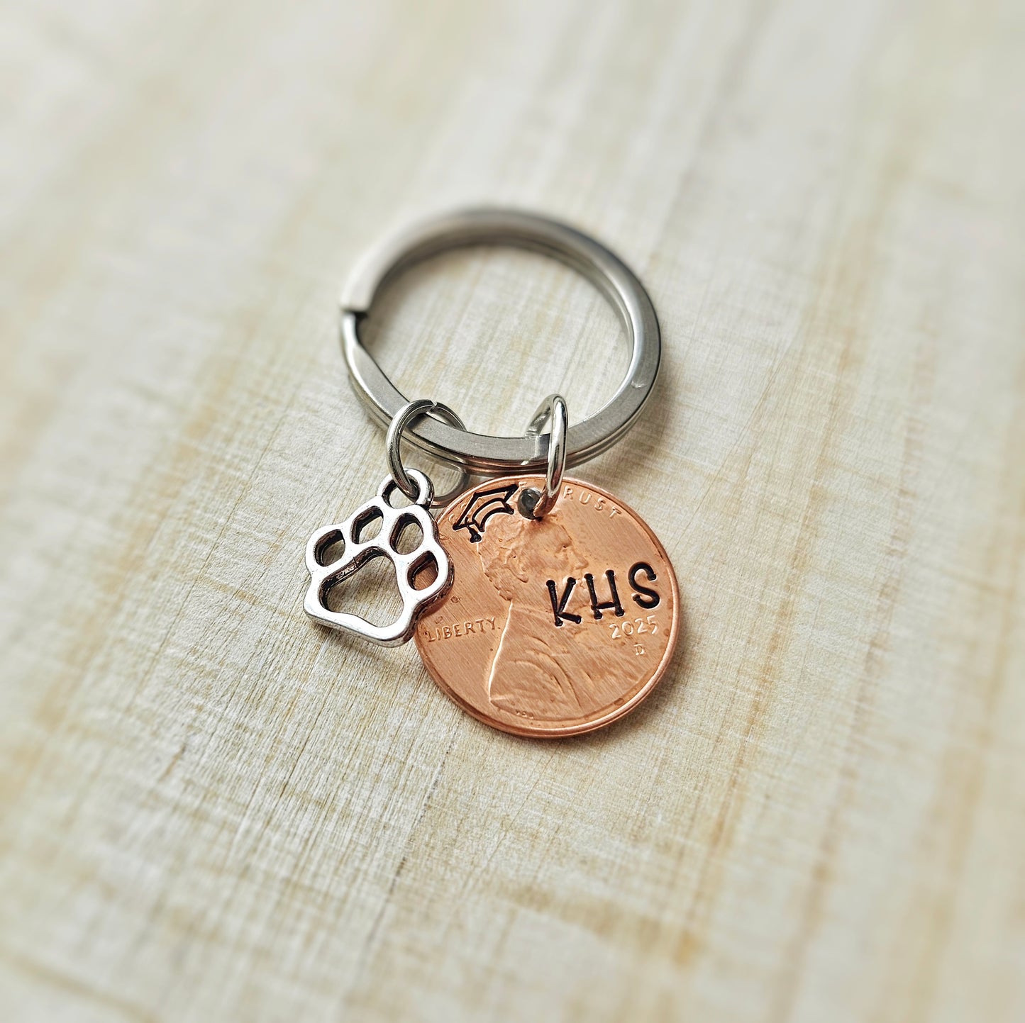 Custom Letter 2025 Penny Graduation Keychain