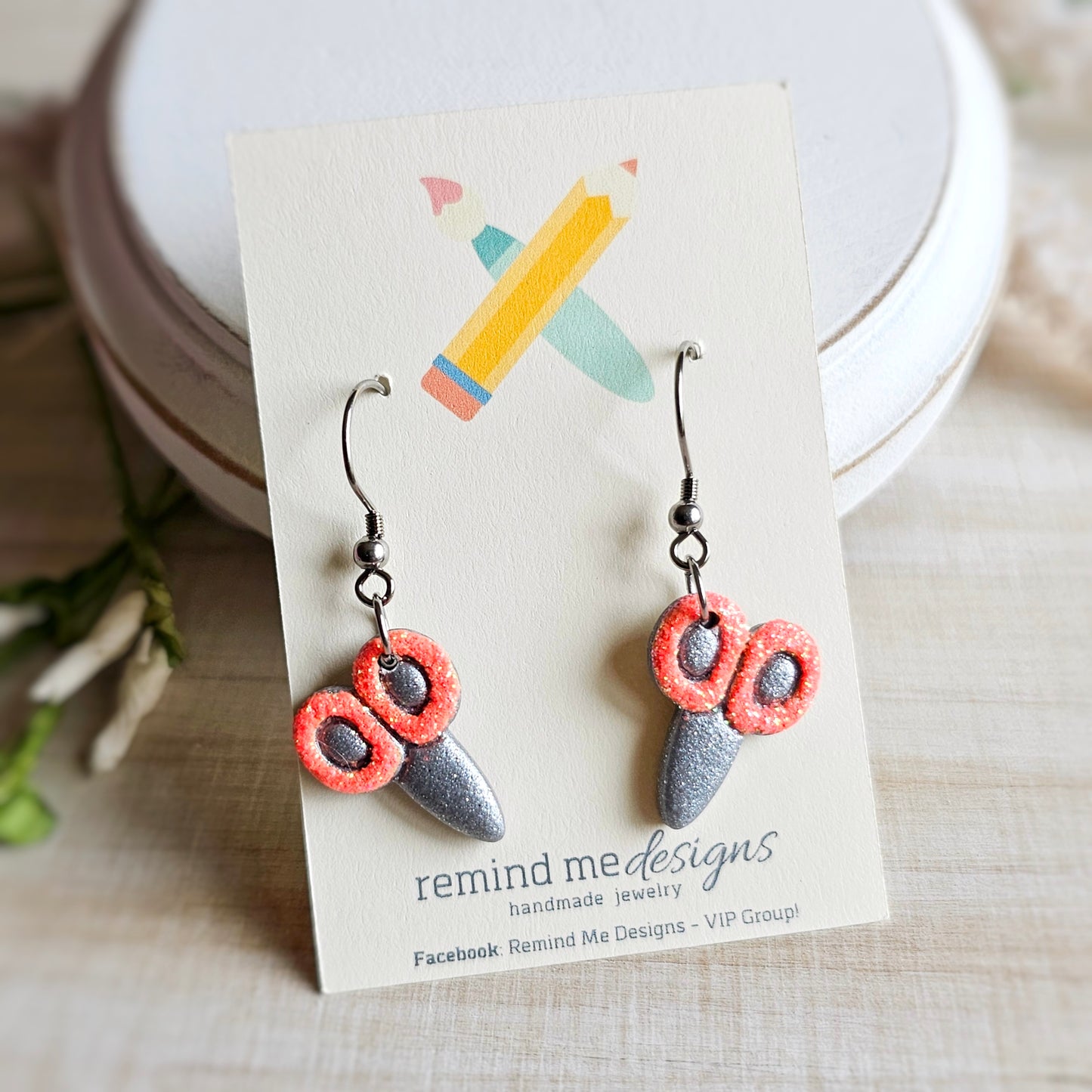 School Scissors Polymer Clay Dangles