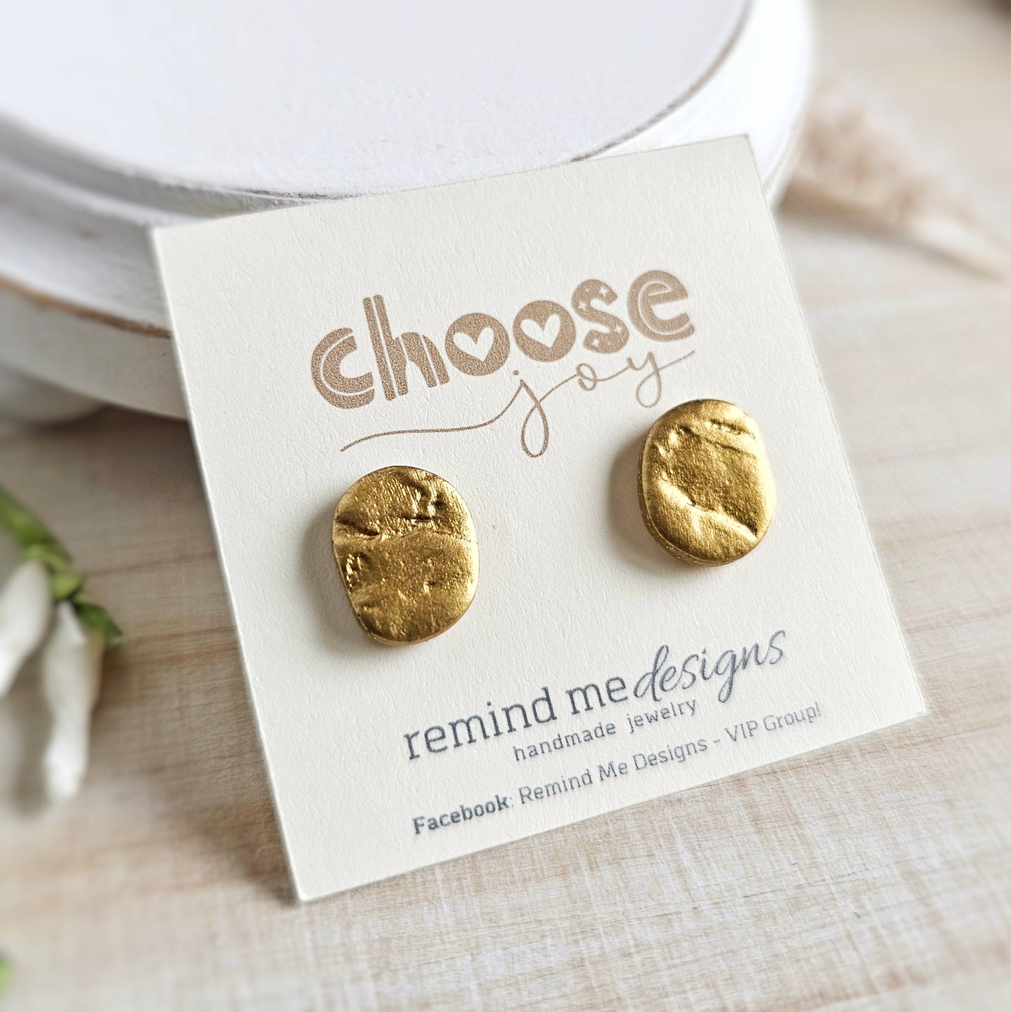 Metallic Gold Polymer Clay Studs