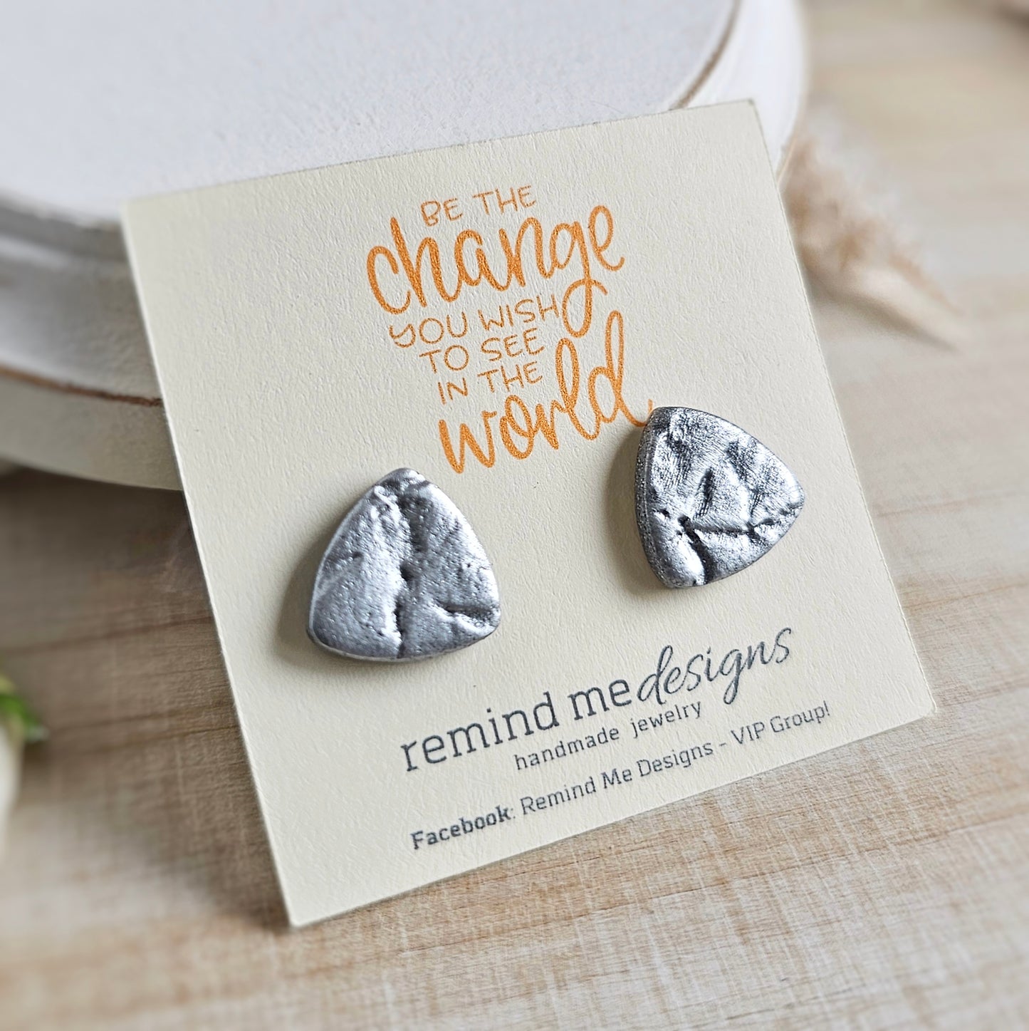 Metallic Silver Polymer Clay Studs