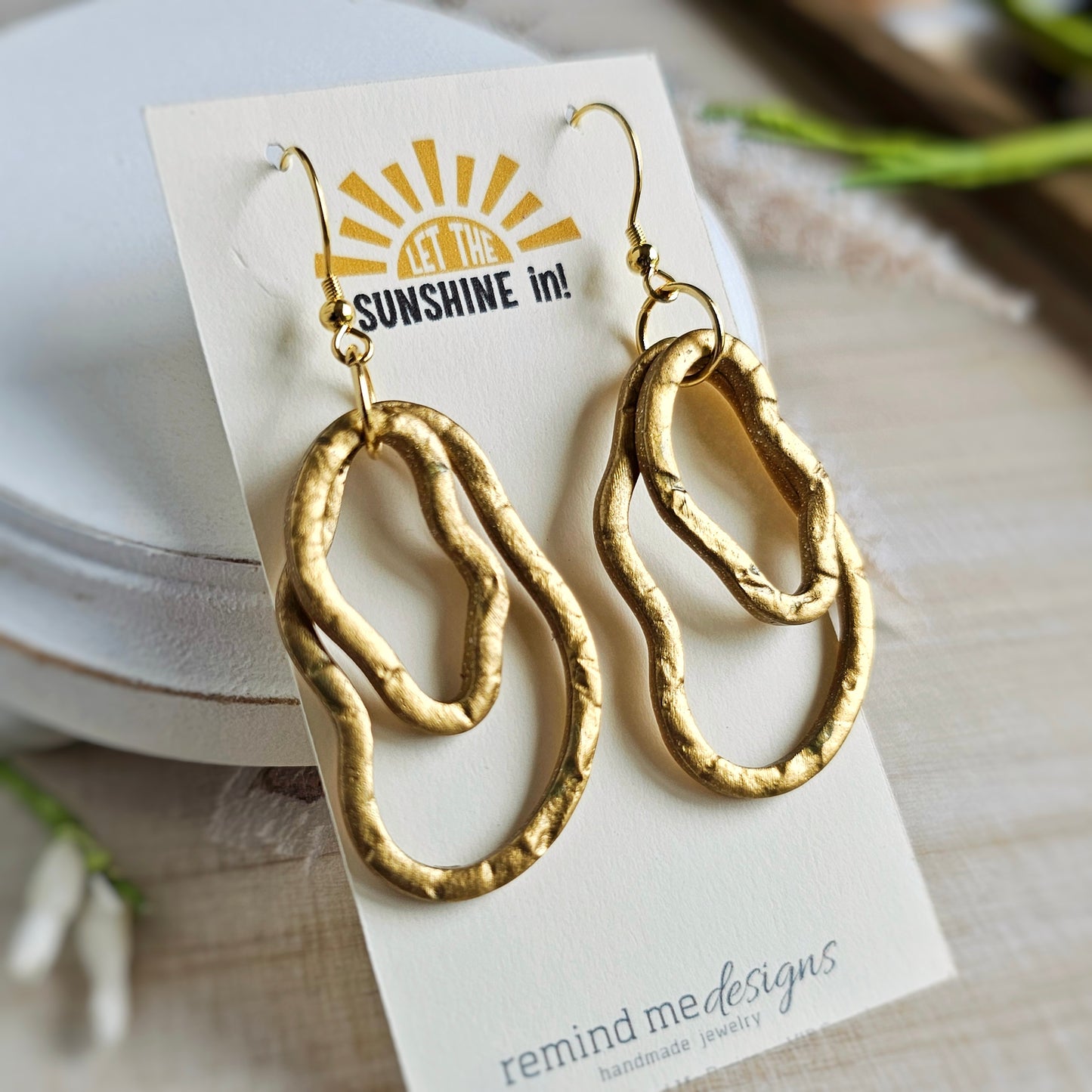Metallic Gold Polymer Clay Dangles