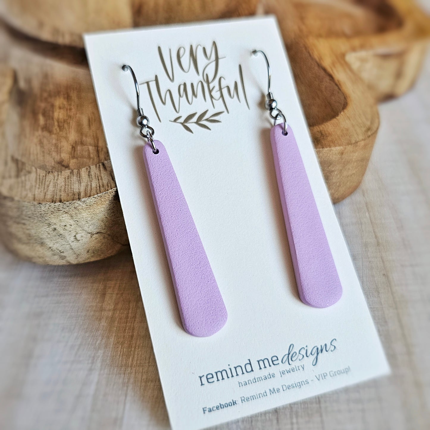 Light Purple Clay Bar Dangle Earrings