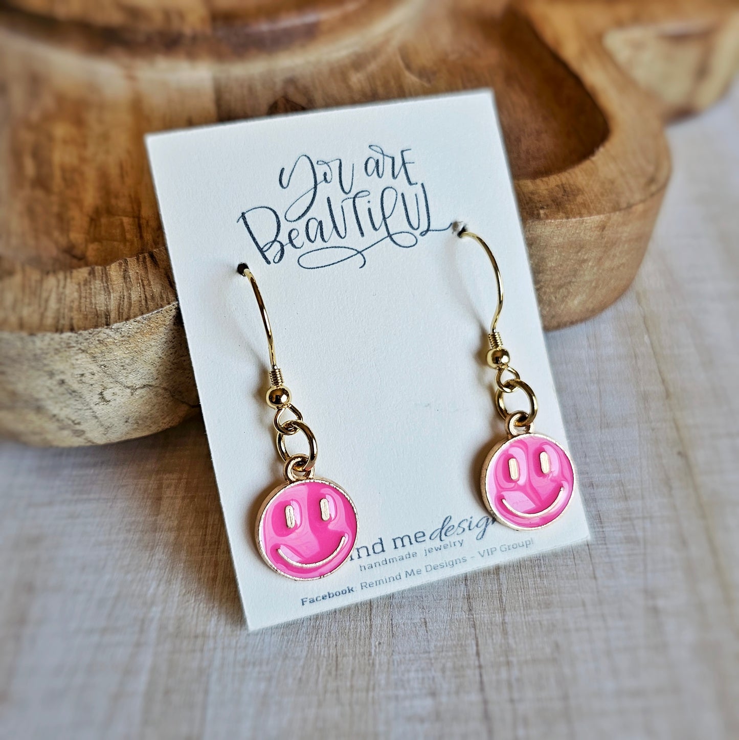 Pink Smiley Dangles