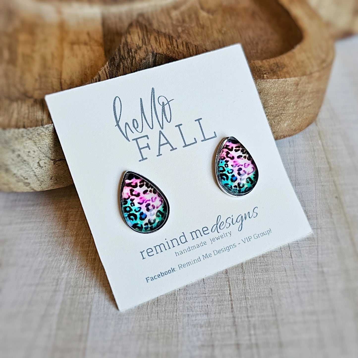 Teardrop Shape Leopard Stud Earrings