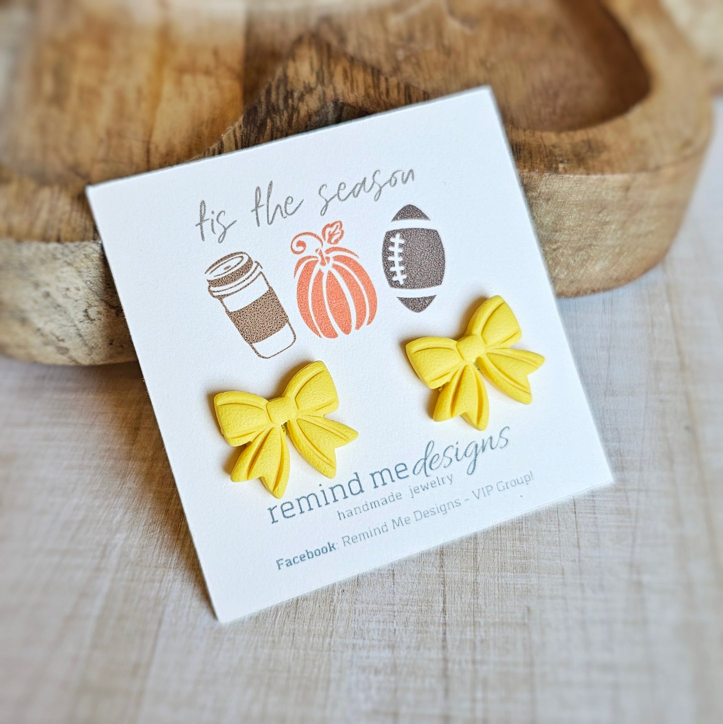 Yellow Bow Clay Studs