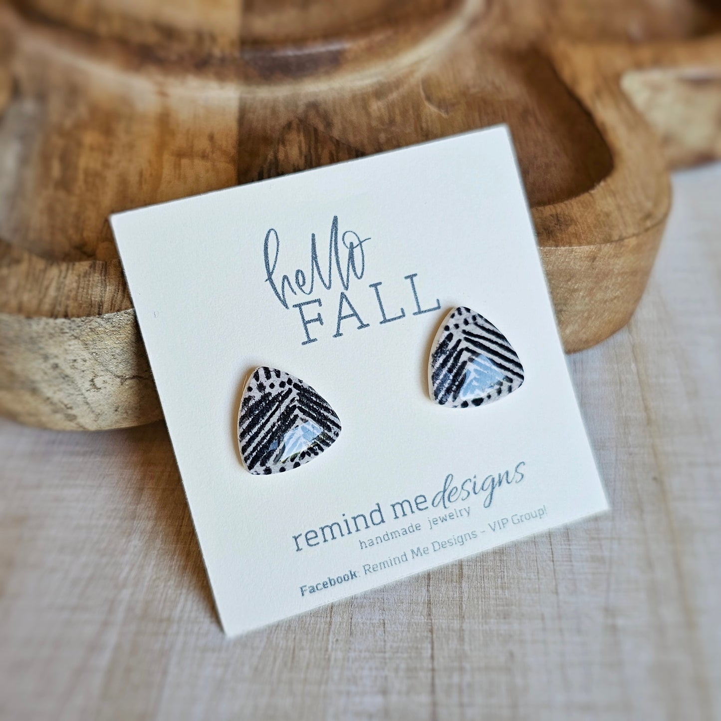 Black Clay Stud Earrings