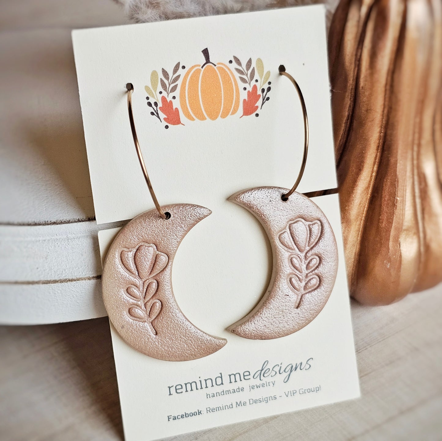 Floral Moon Clay Dangles
