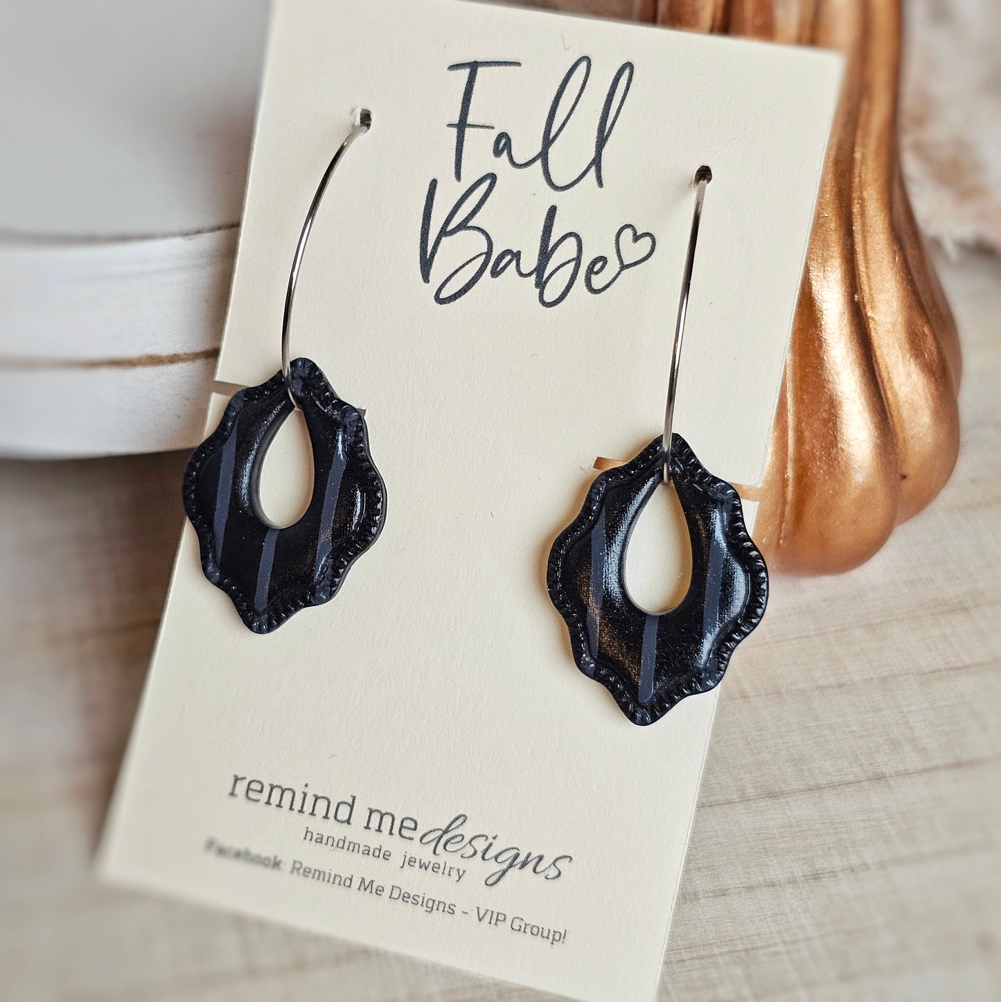 Black Dangle Hoop Earrings