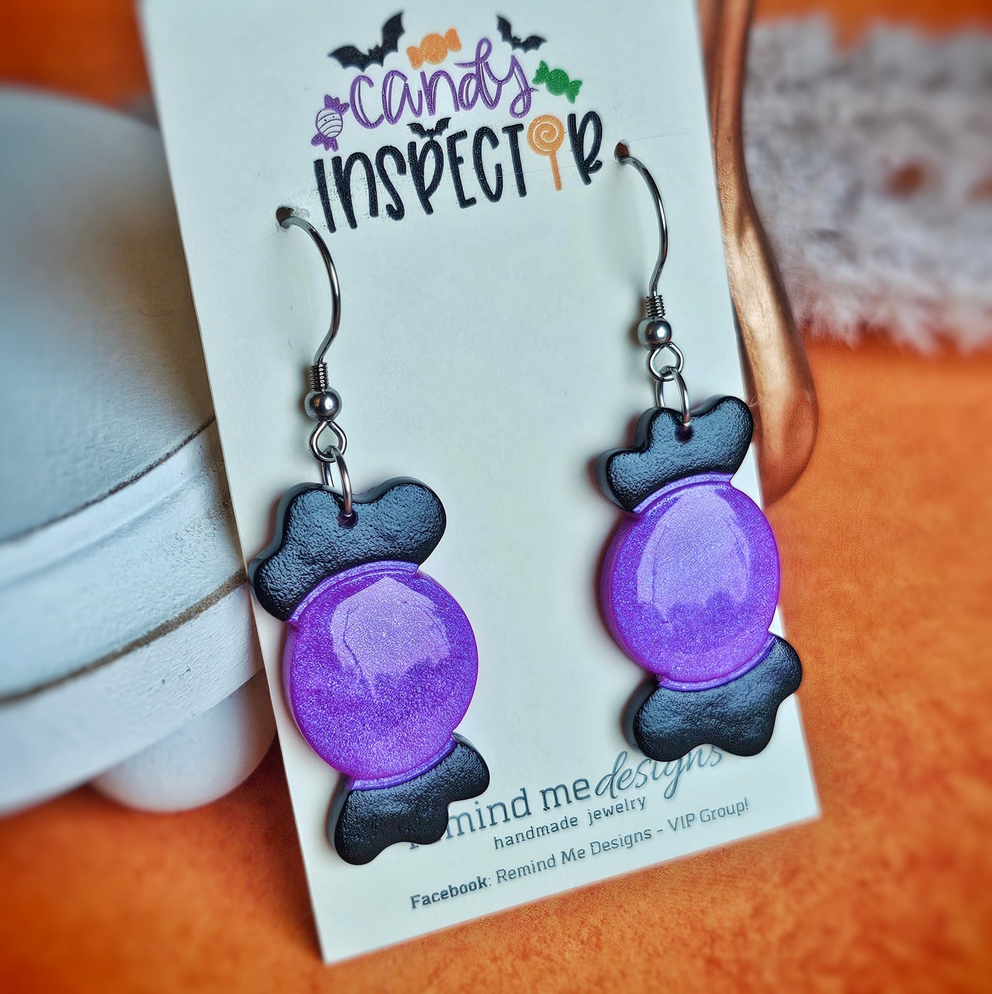 Black and Purple Candy Clay Dangles