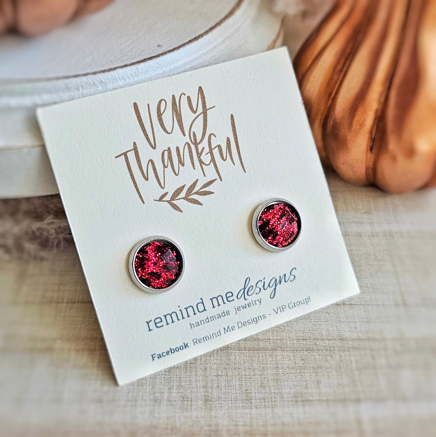 Red and Black Leopard Stud Earrings