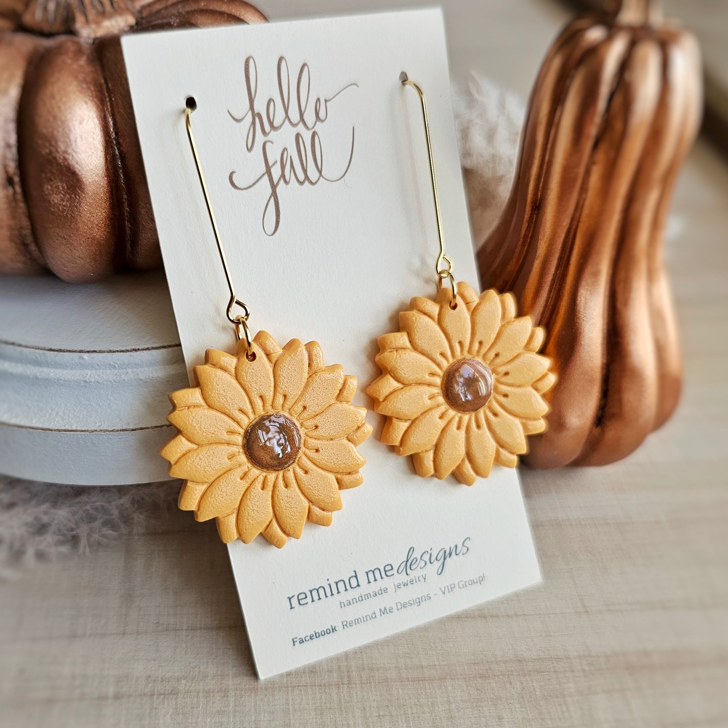 Mustard Yellow Flower Clay Dangle Earrings