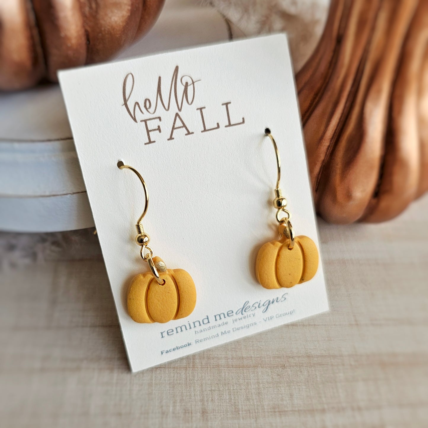 Mustard Pumpkin Clay Dangle Earrings