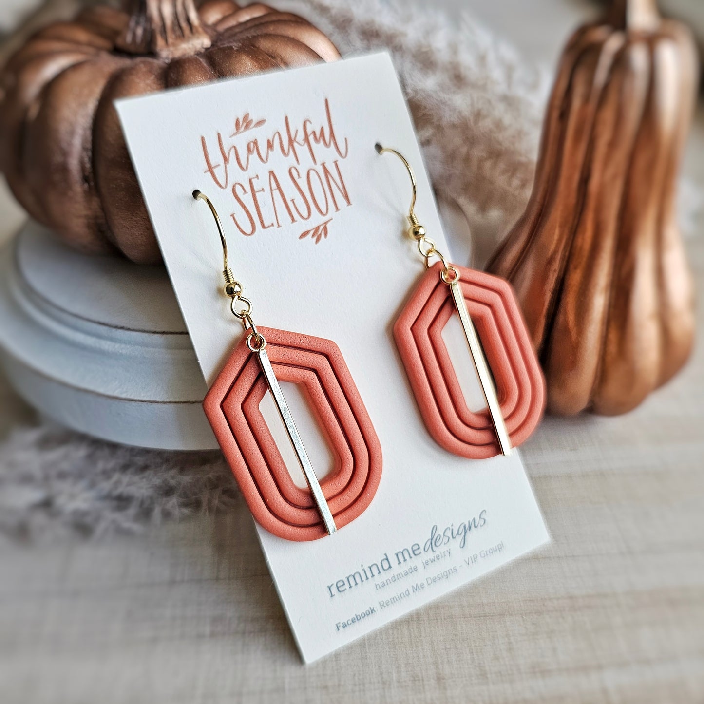 Fall Orange Polymer Clay Dangle Earrings