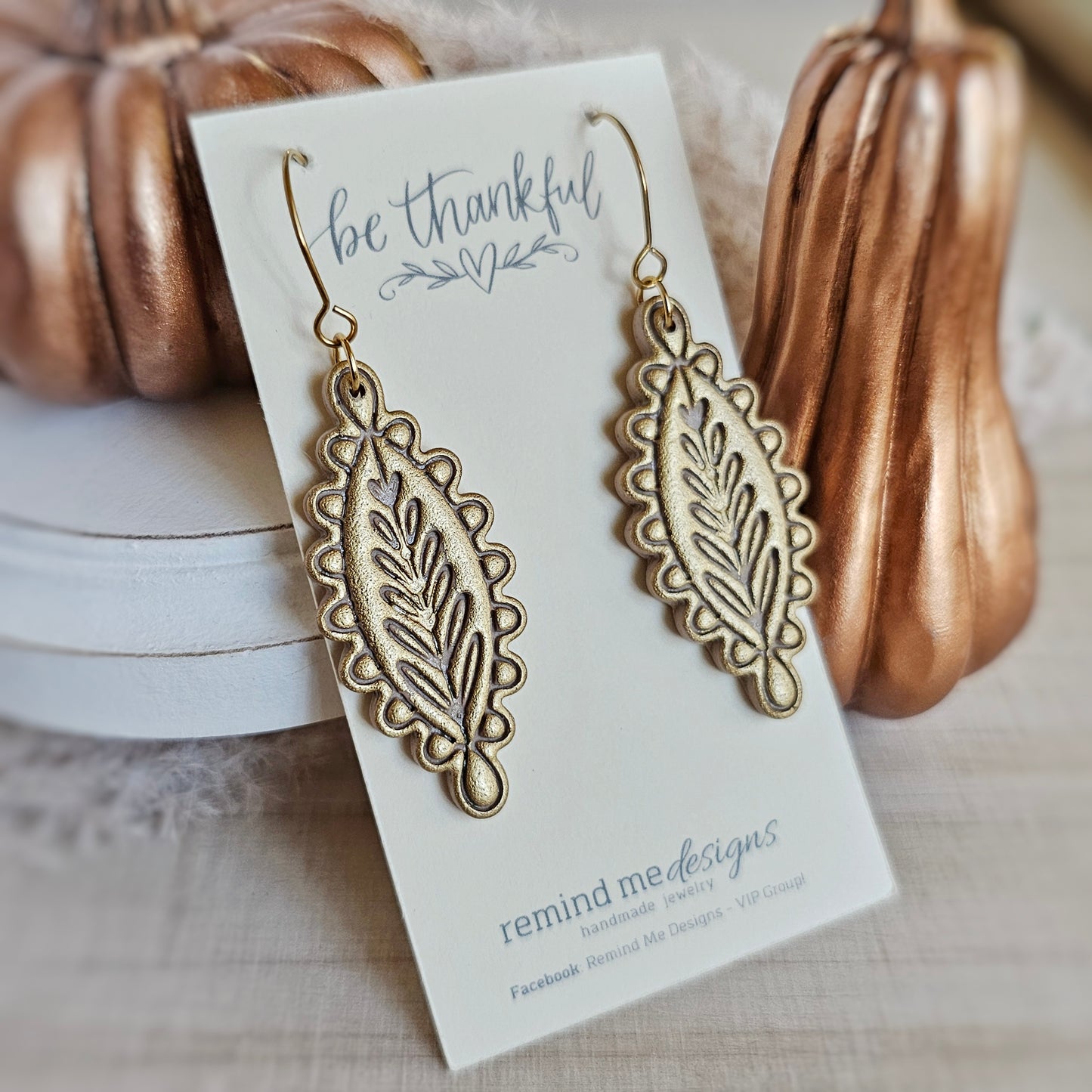 Gold and Tan Light Brown Clay Dangles