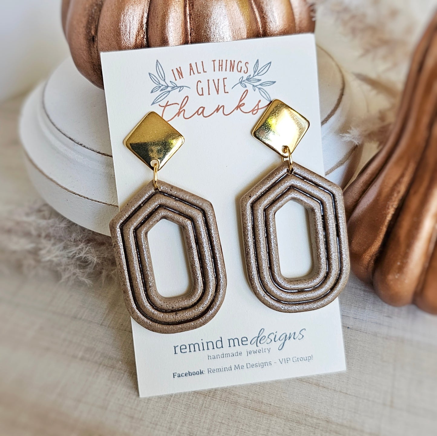 Tan Light Brown Clay Dangles