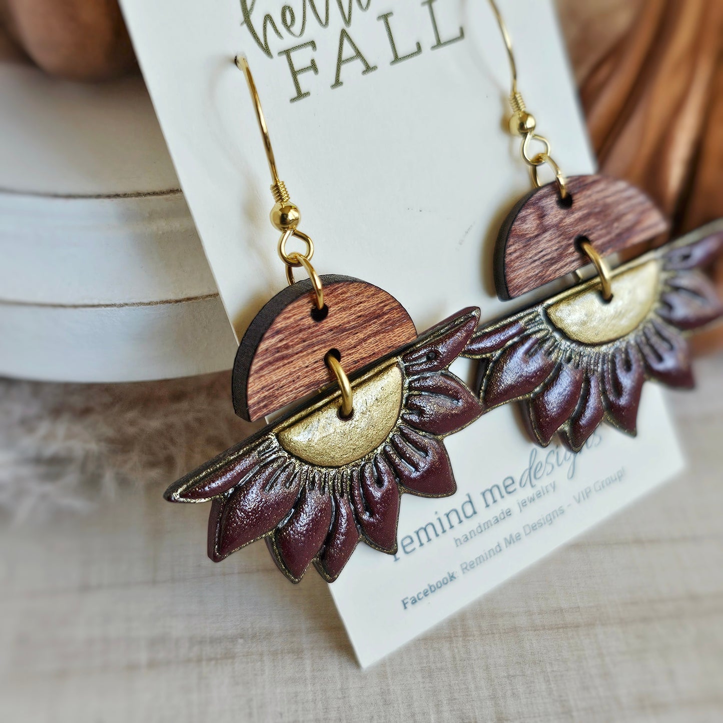 Mulberry Purple Flower Clay Dangle Earrings