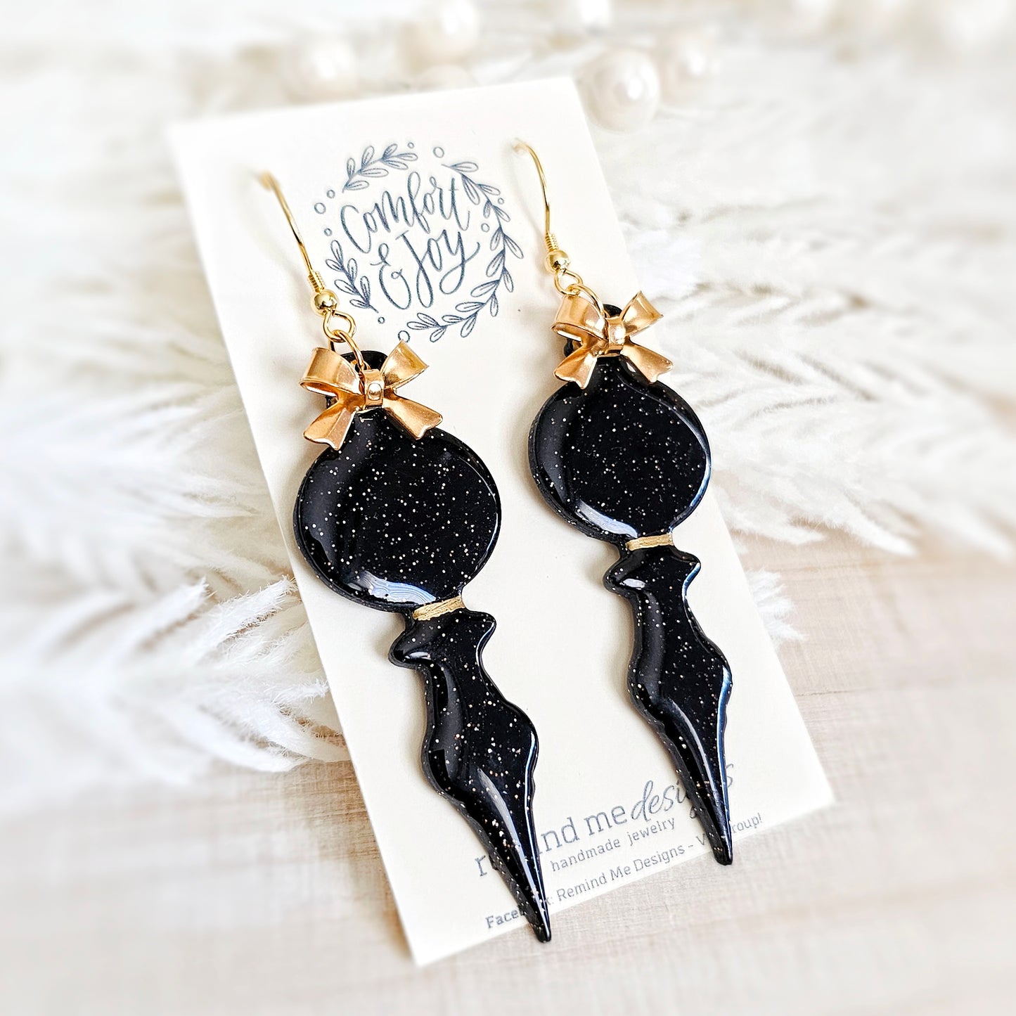 Black Christmas Dangle Earrings