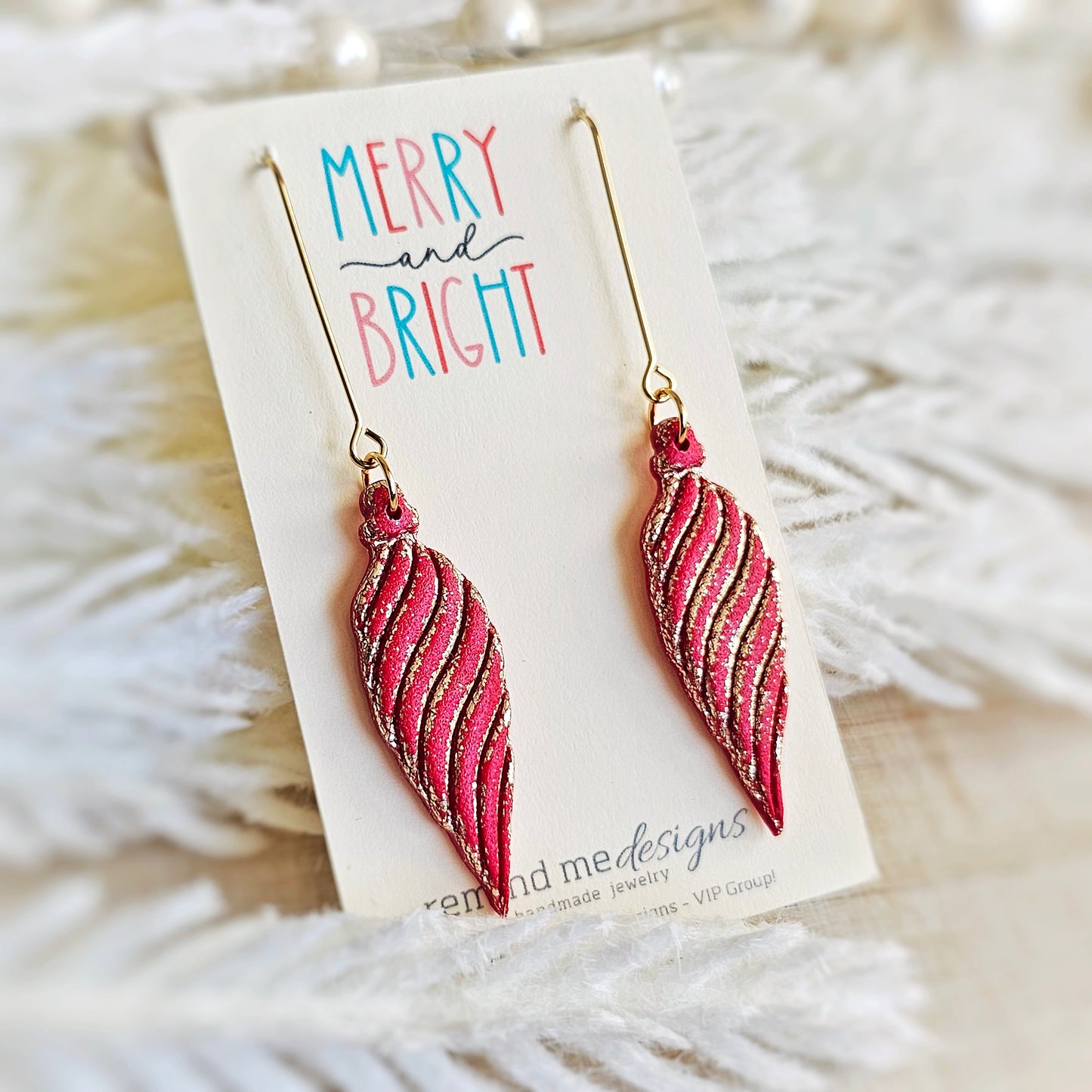 Red and Gold Foil Christmas Dangle Earrings
