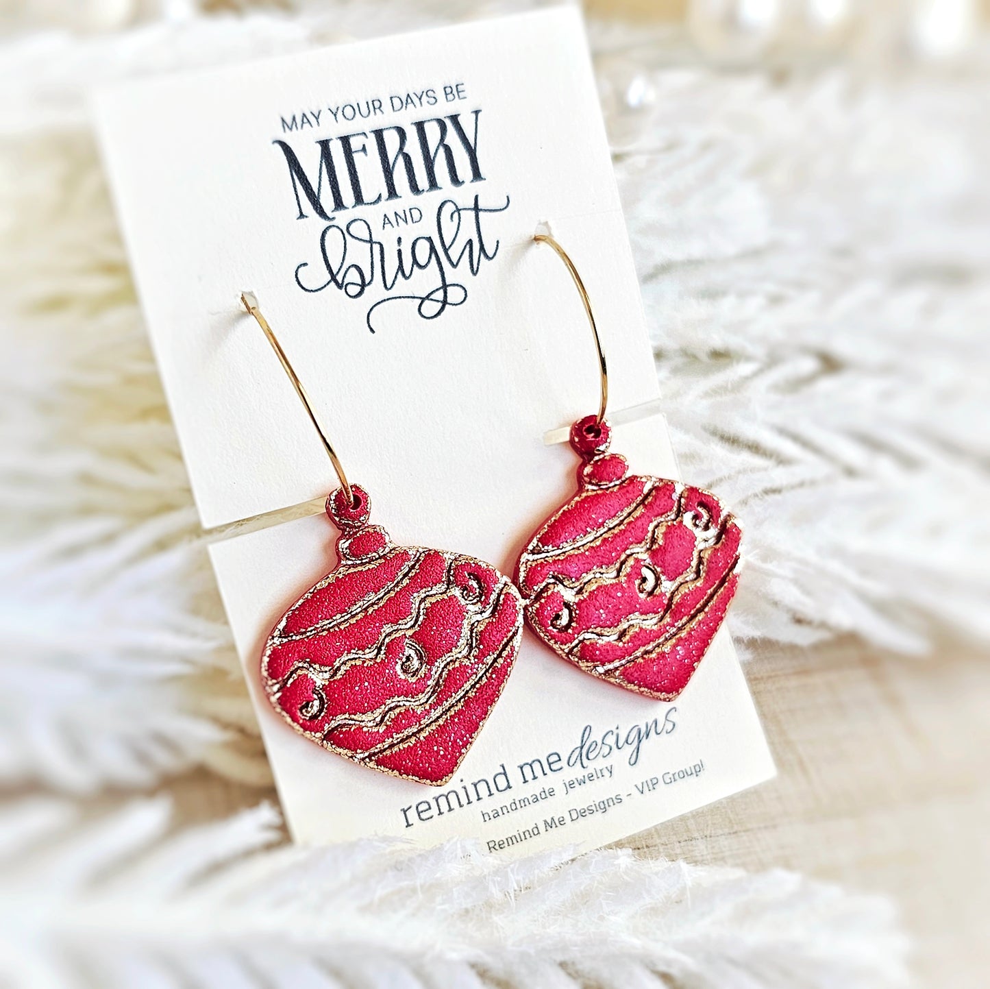 Red and Gold Foil Christmas Dangle Earrings