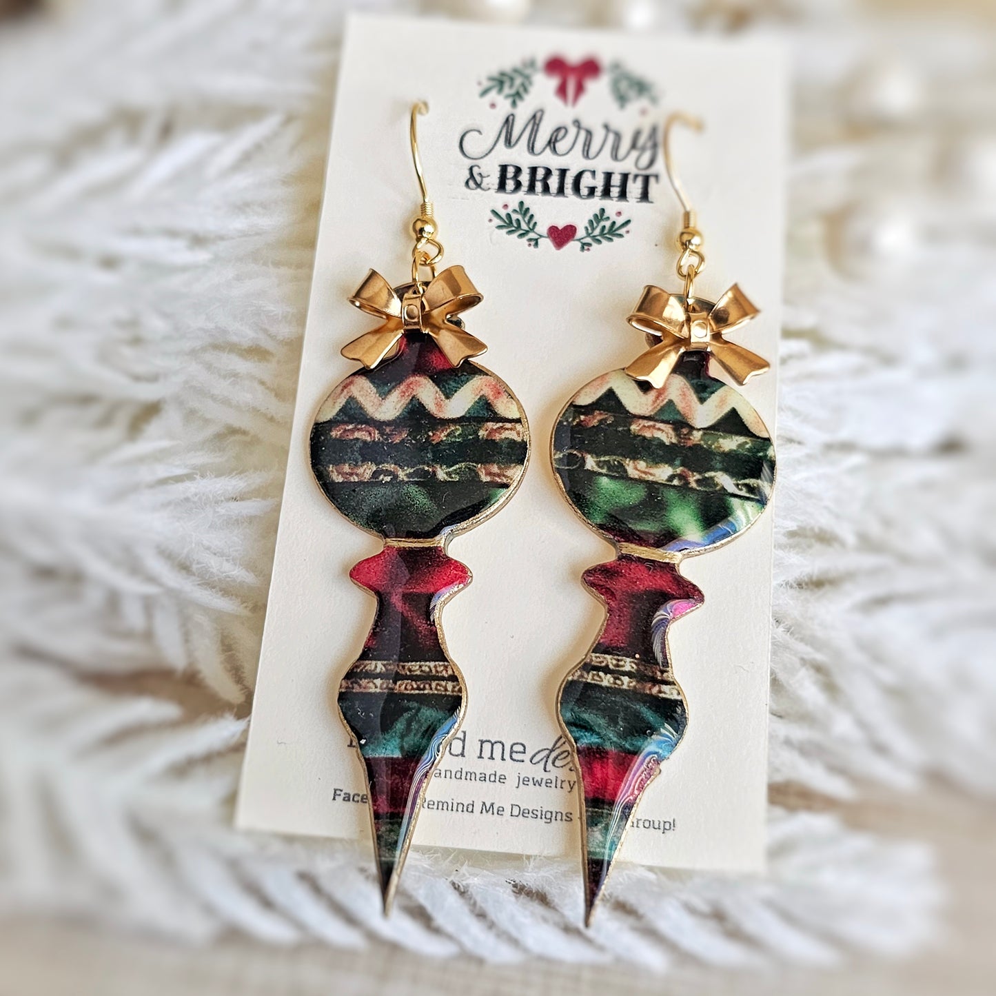 Ornate Christmas Dangle Earrings