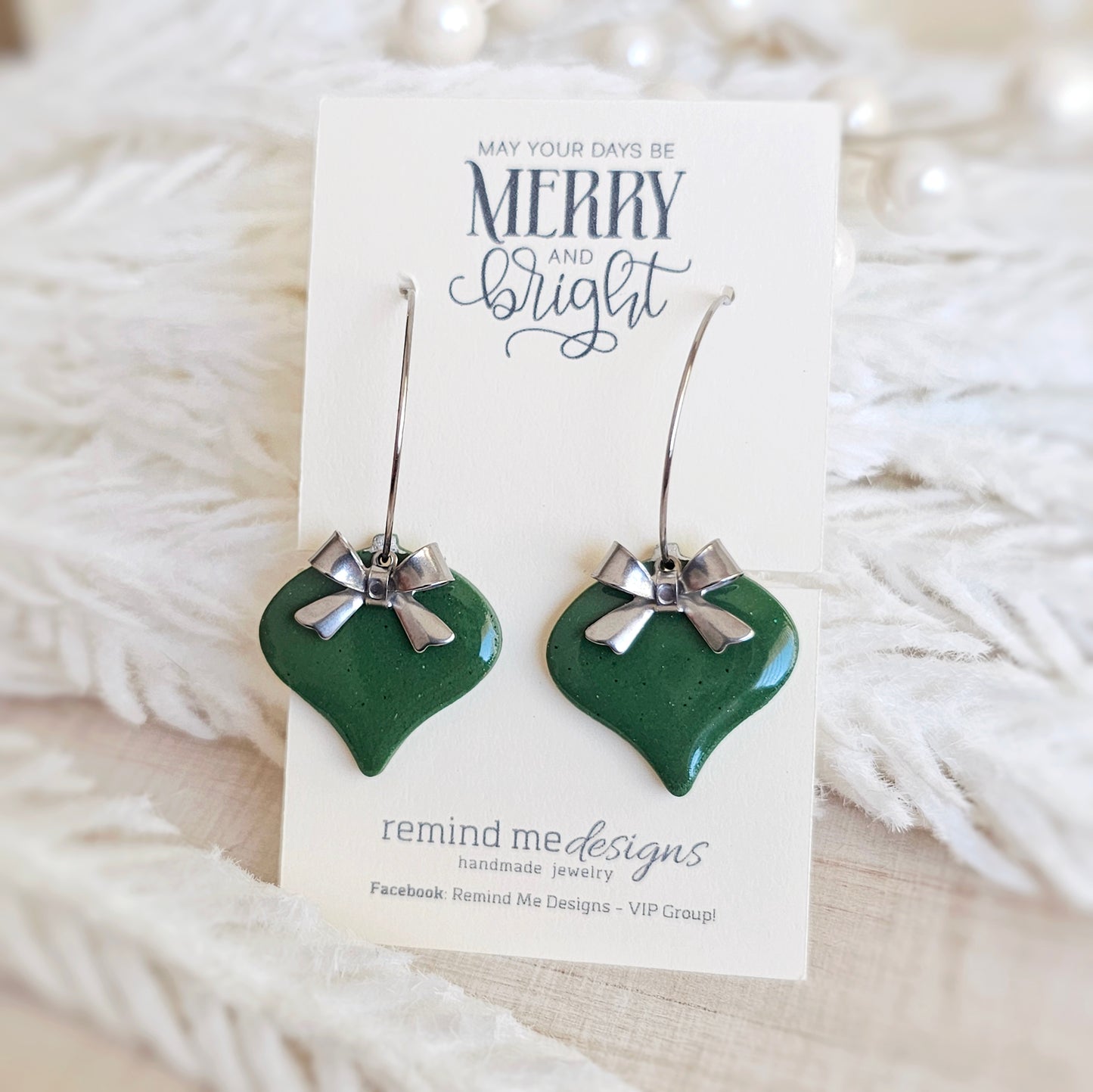 Green Ornament Dangle Earrings