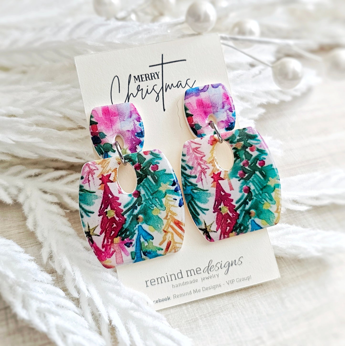 Colorful Christmas Dangle Earrings