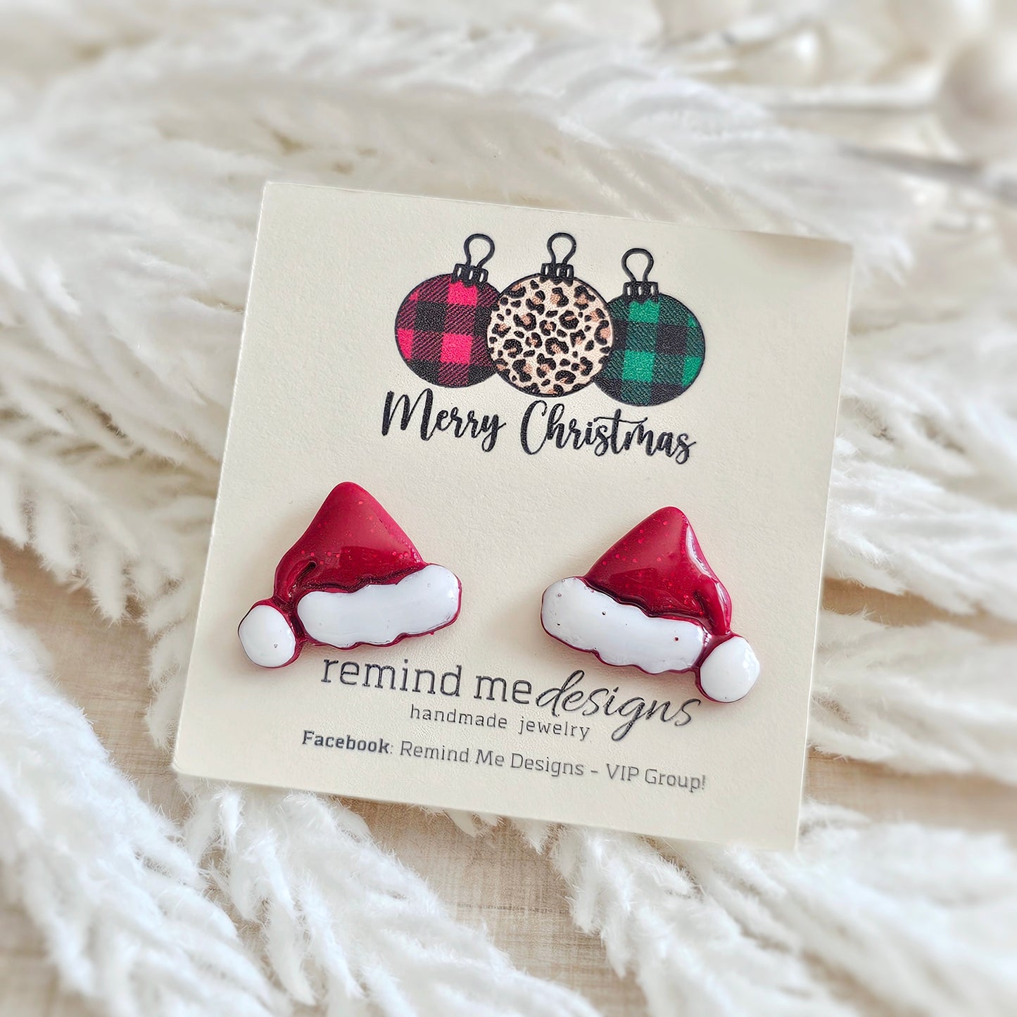 Red Santa Hat Stud Earrings
