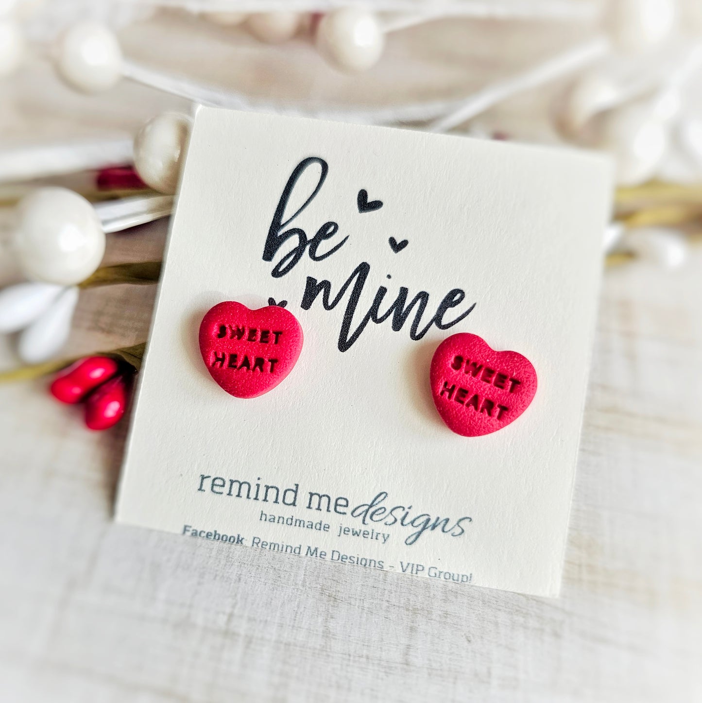 SWEETHEART Red Heart Valentine's Clay Studs