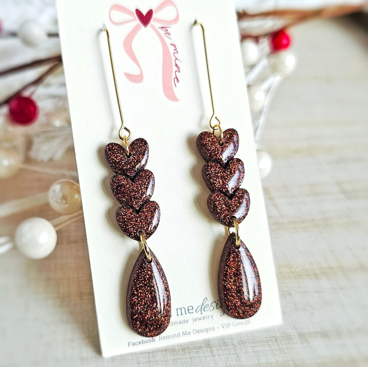 Heart Shape Valentine's Clay Dangle Earrings