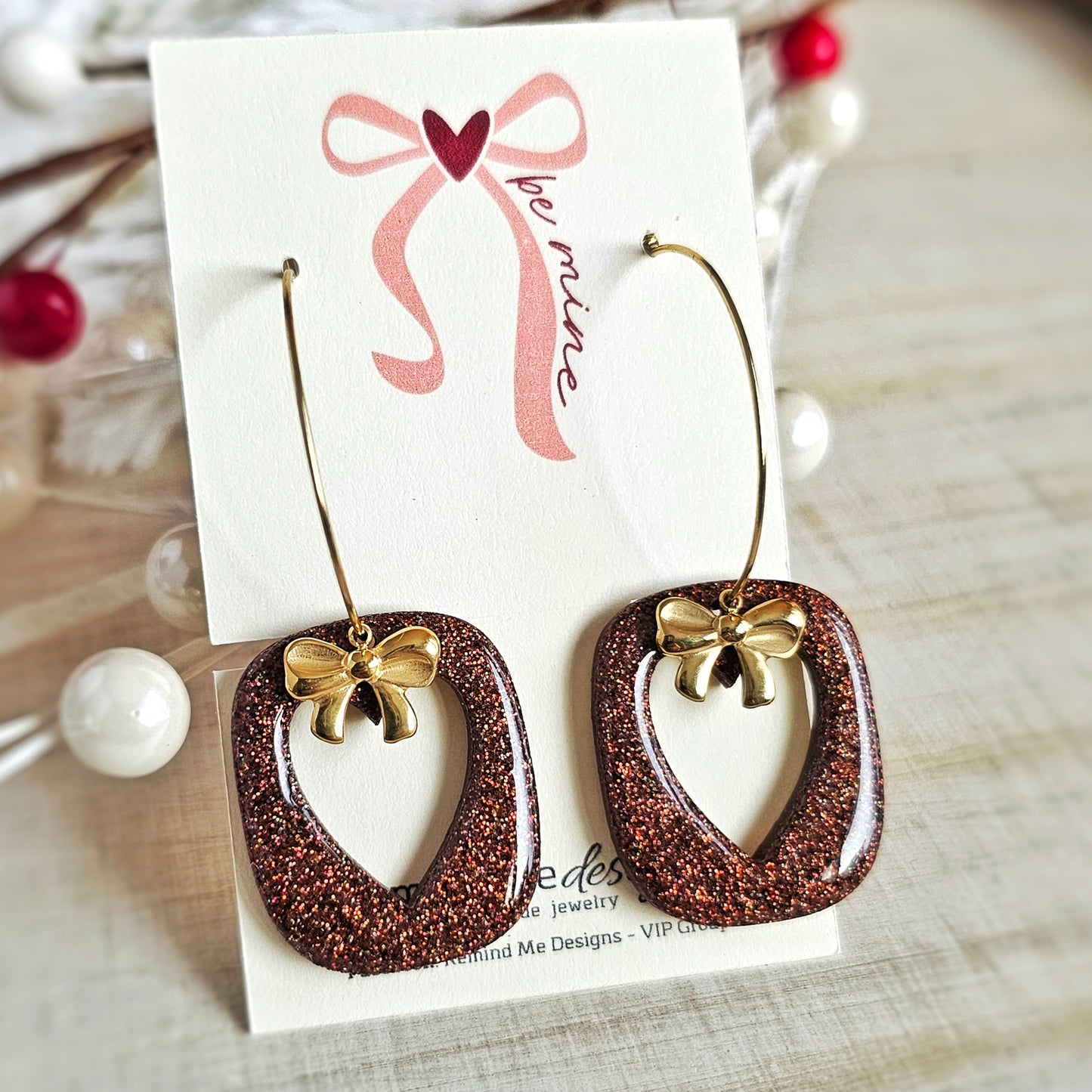 Heart Shape Valentine's Clay Dangle Hoop Earrings