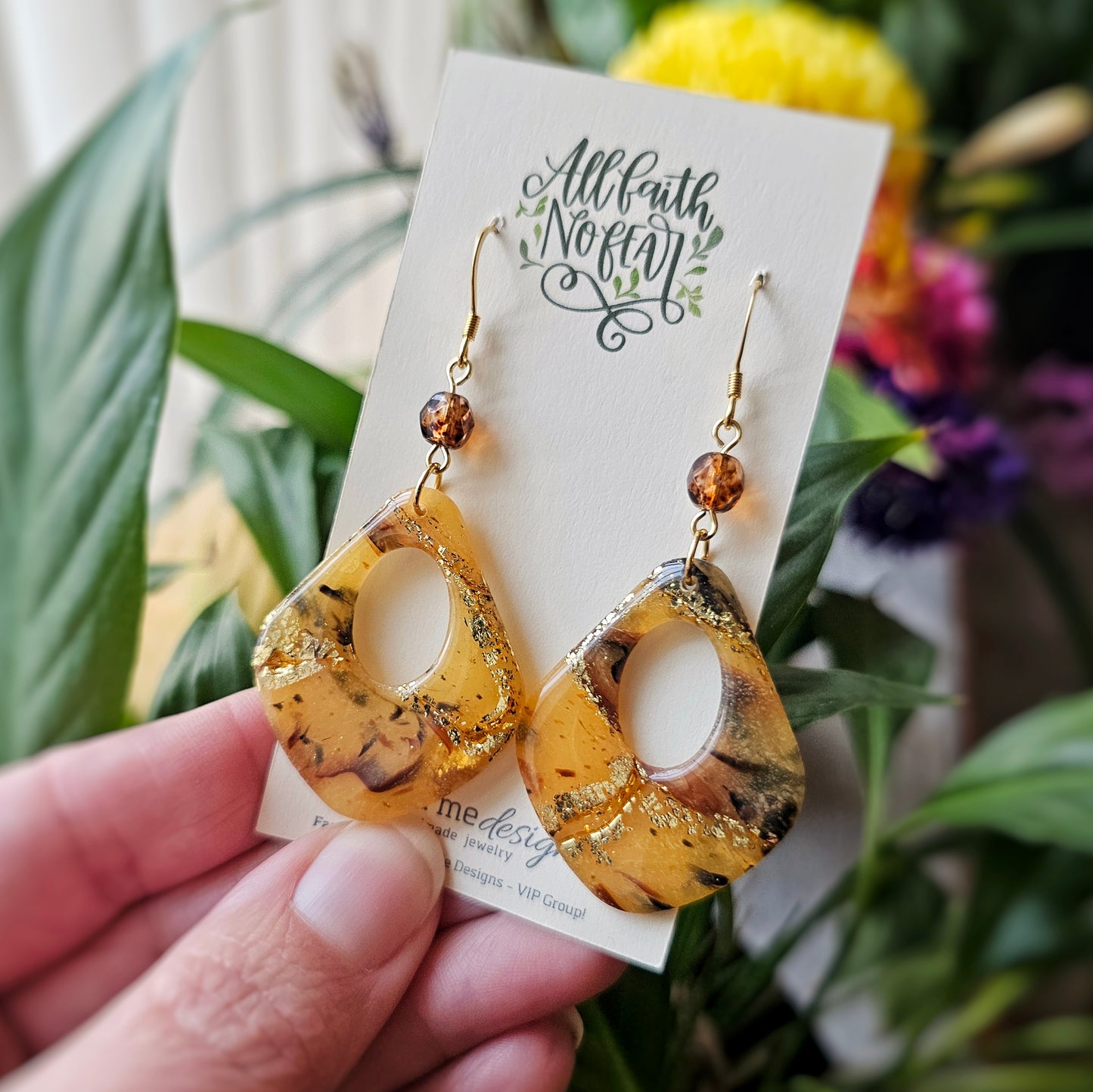 Marbled Tortoise Shell Clay Dangle Earrings