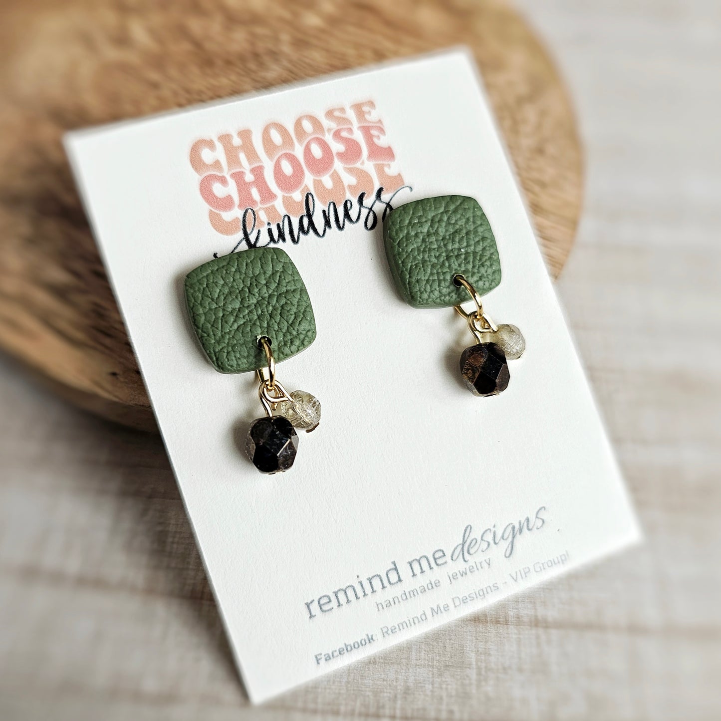 Green Polymer Clay Dangle Earrings