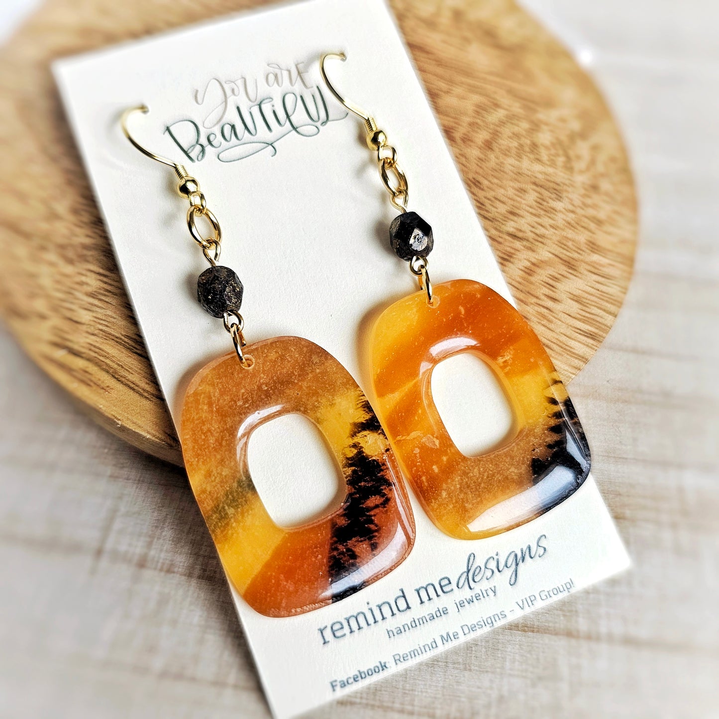 Marbled Tortoise Shell Clay Dangle Earrings