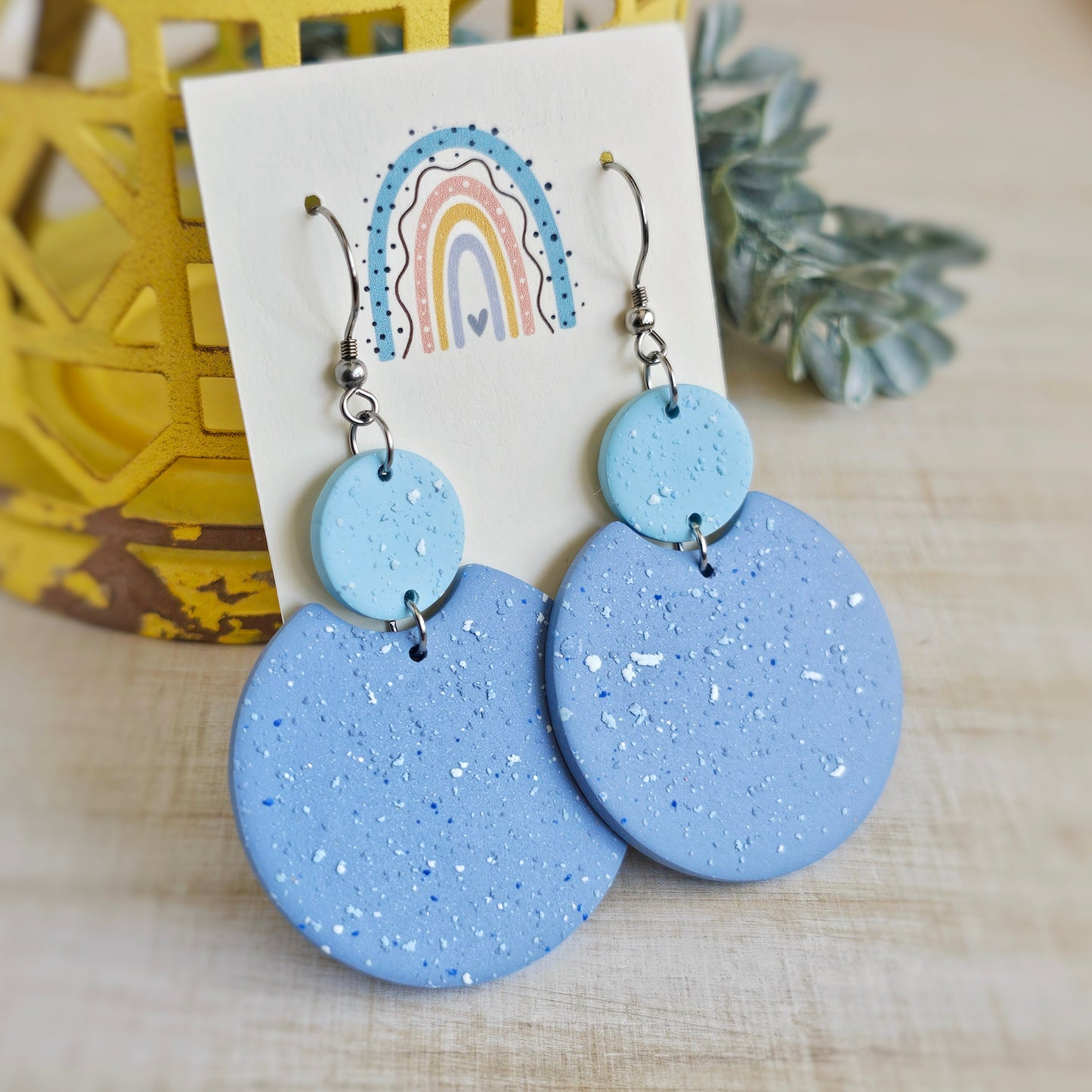 Light Aqua and Dusty Blue Clay Dangle Earrings
