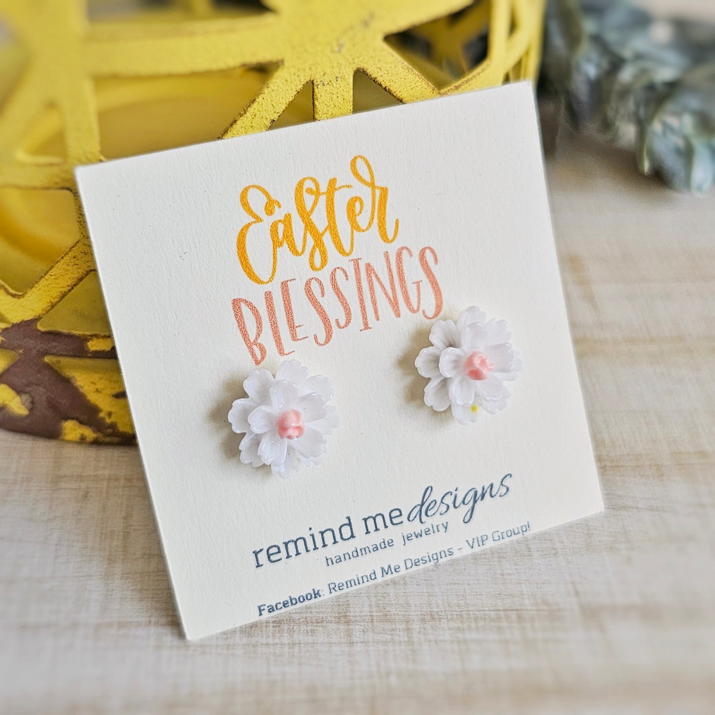 White Flower Stud Earrings