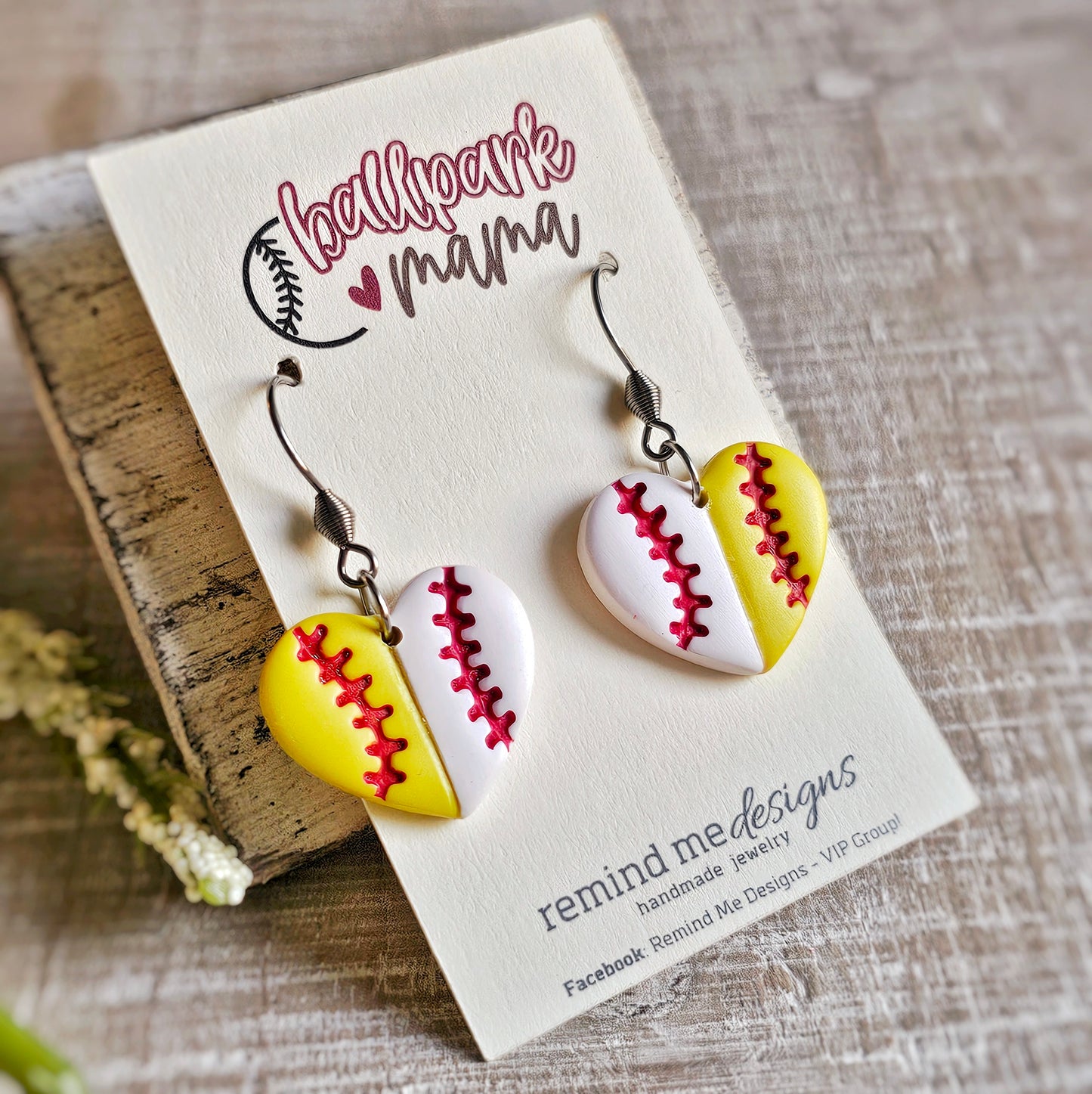 Baseball and Softball Clay Dangle Earrings