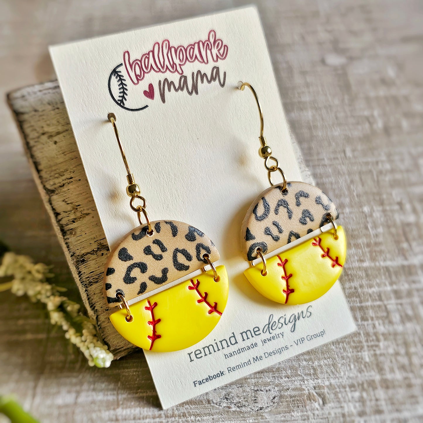 Softball Clay Dangle Earrings
