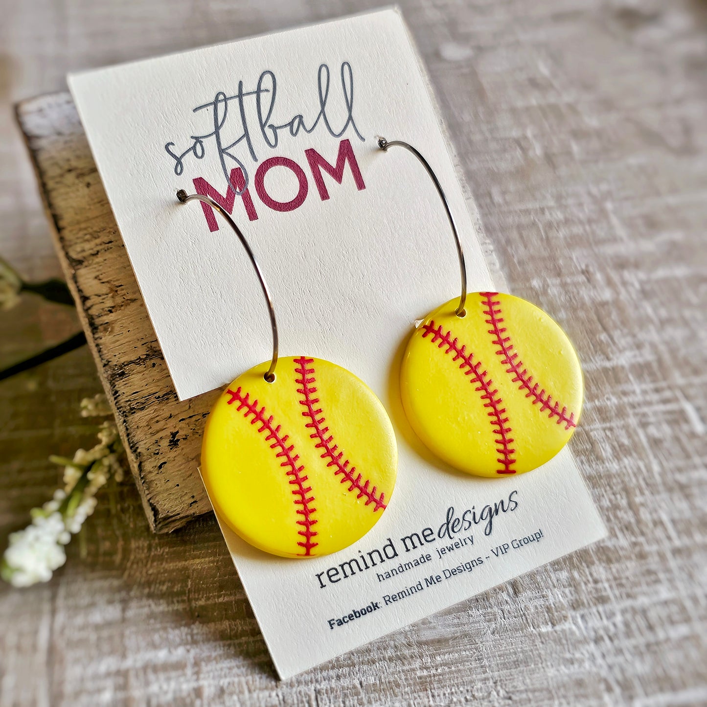 Softball Clay Dangle Earrings