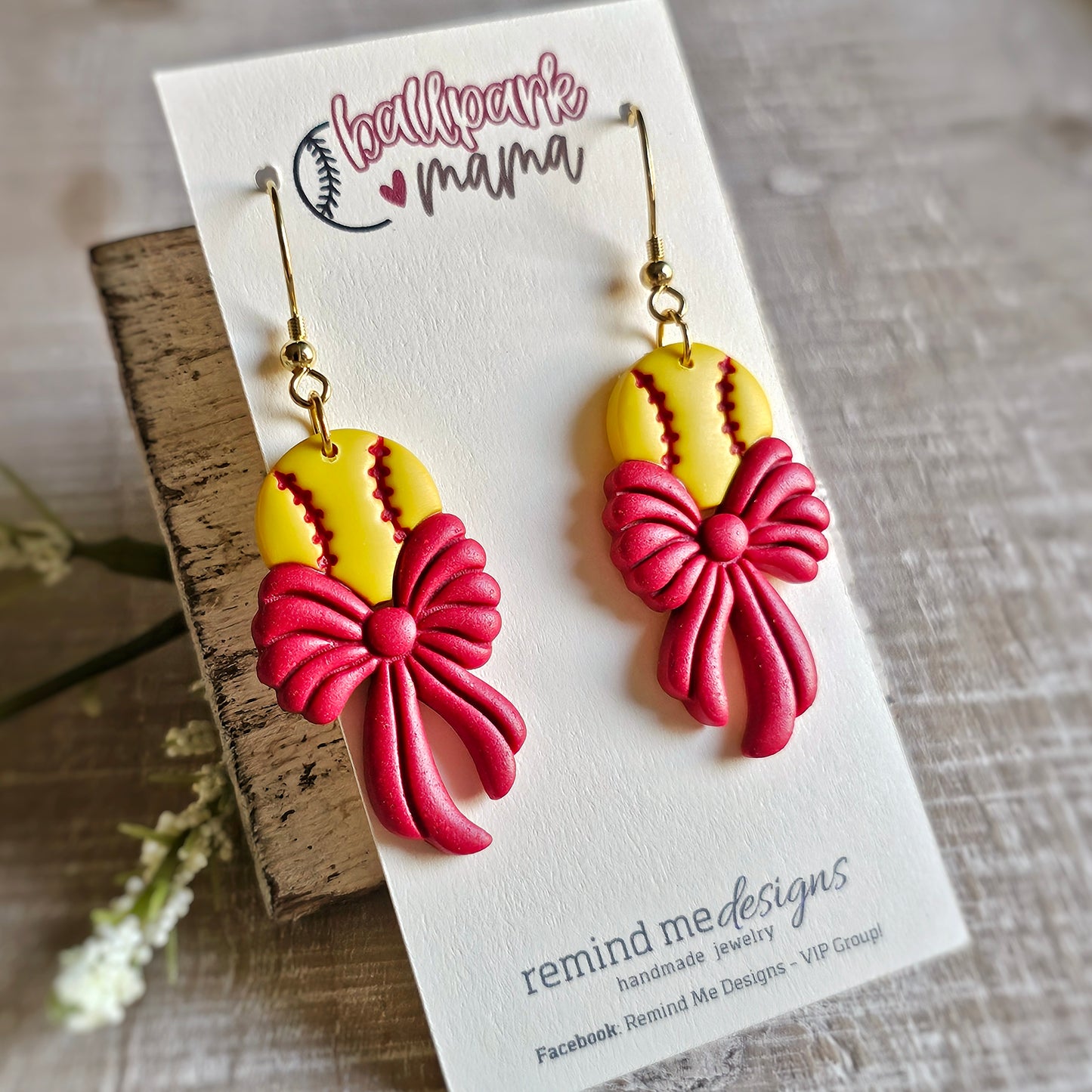 Softball Clay Dangle Earrings