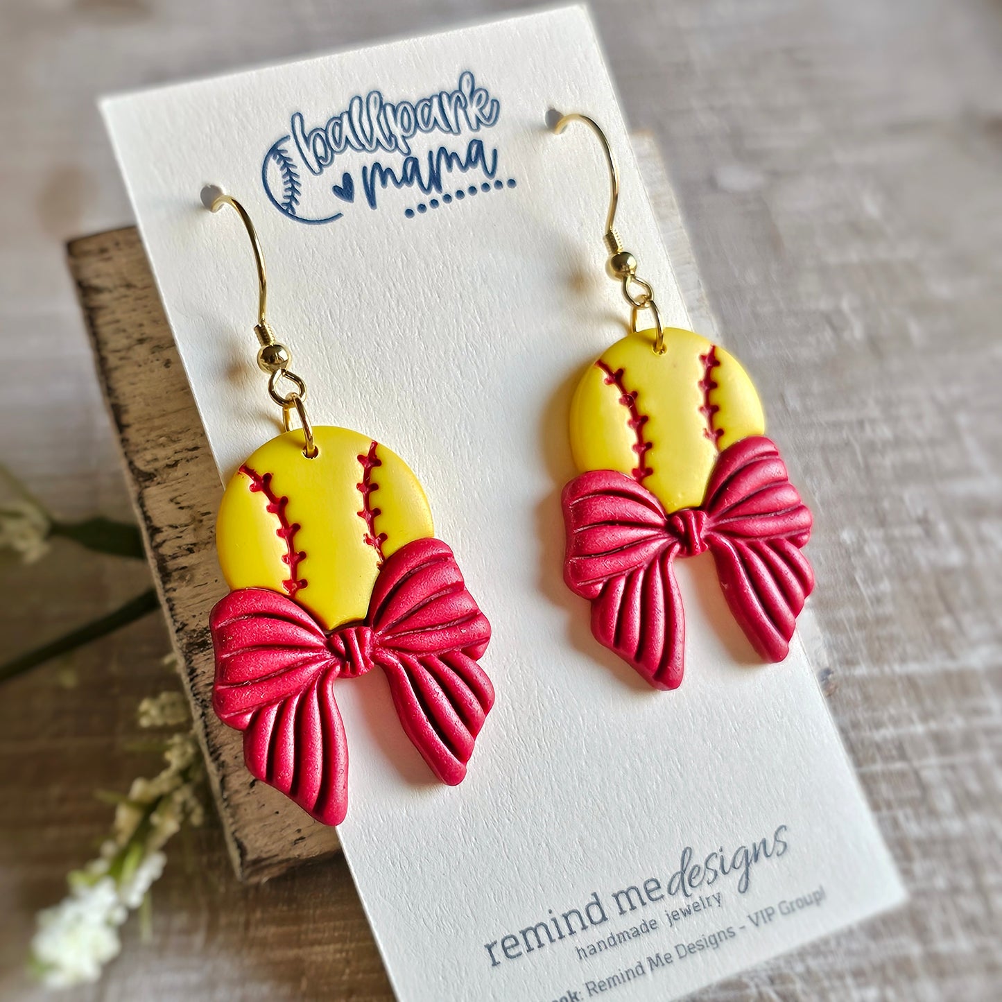 Softball Clay Dangle Earrings