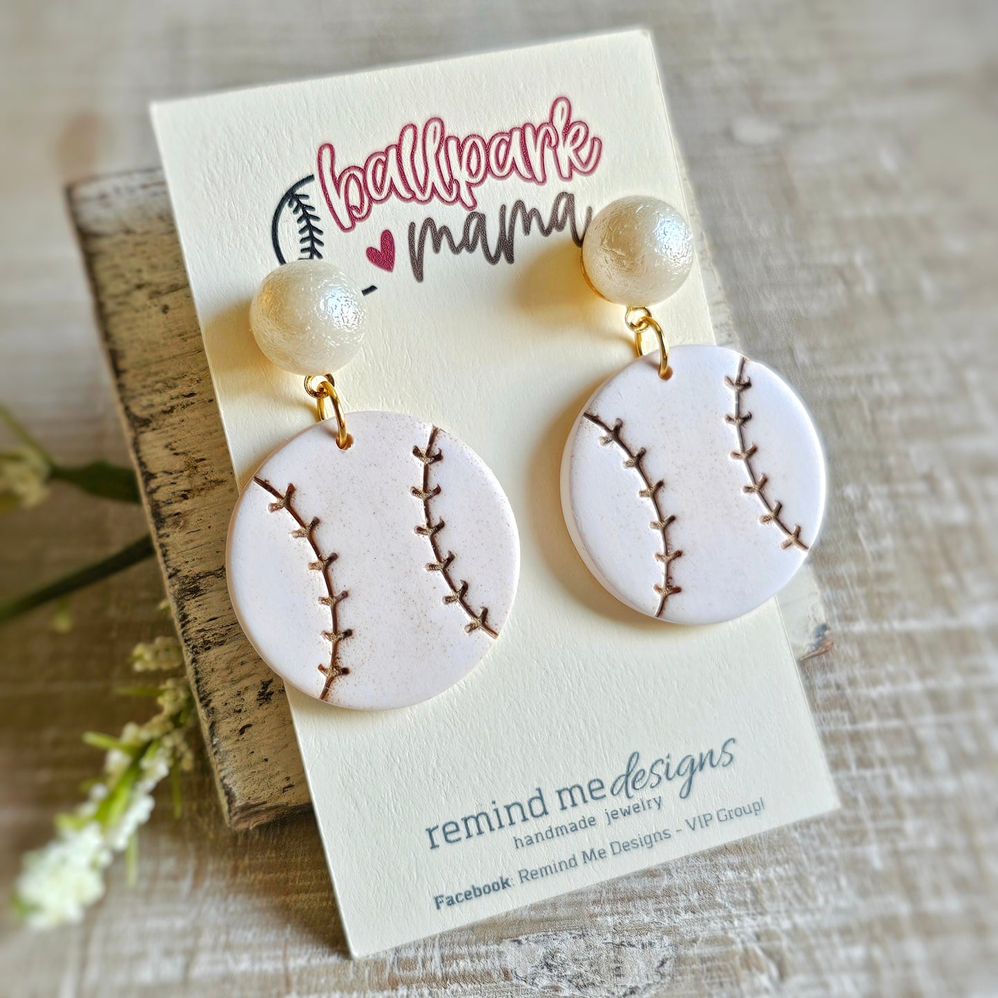 Baseball Clay Dangle Earrings