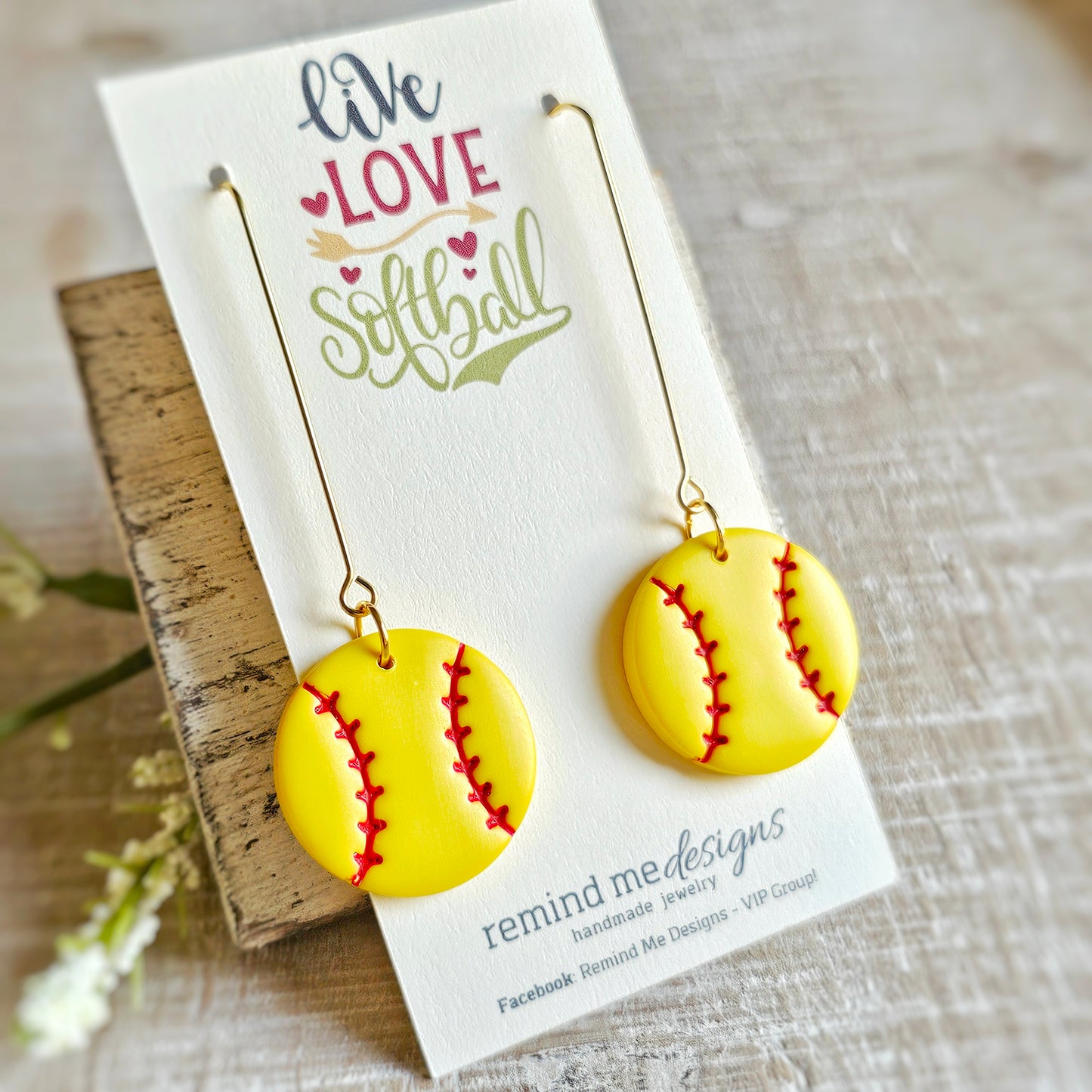 Softball Clay Dangle Earrings
